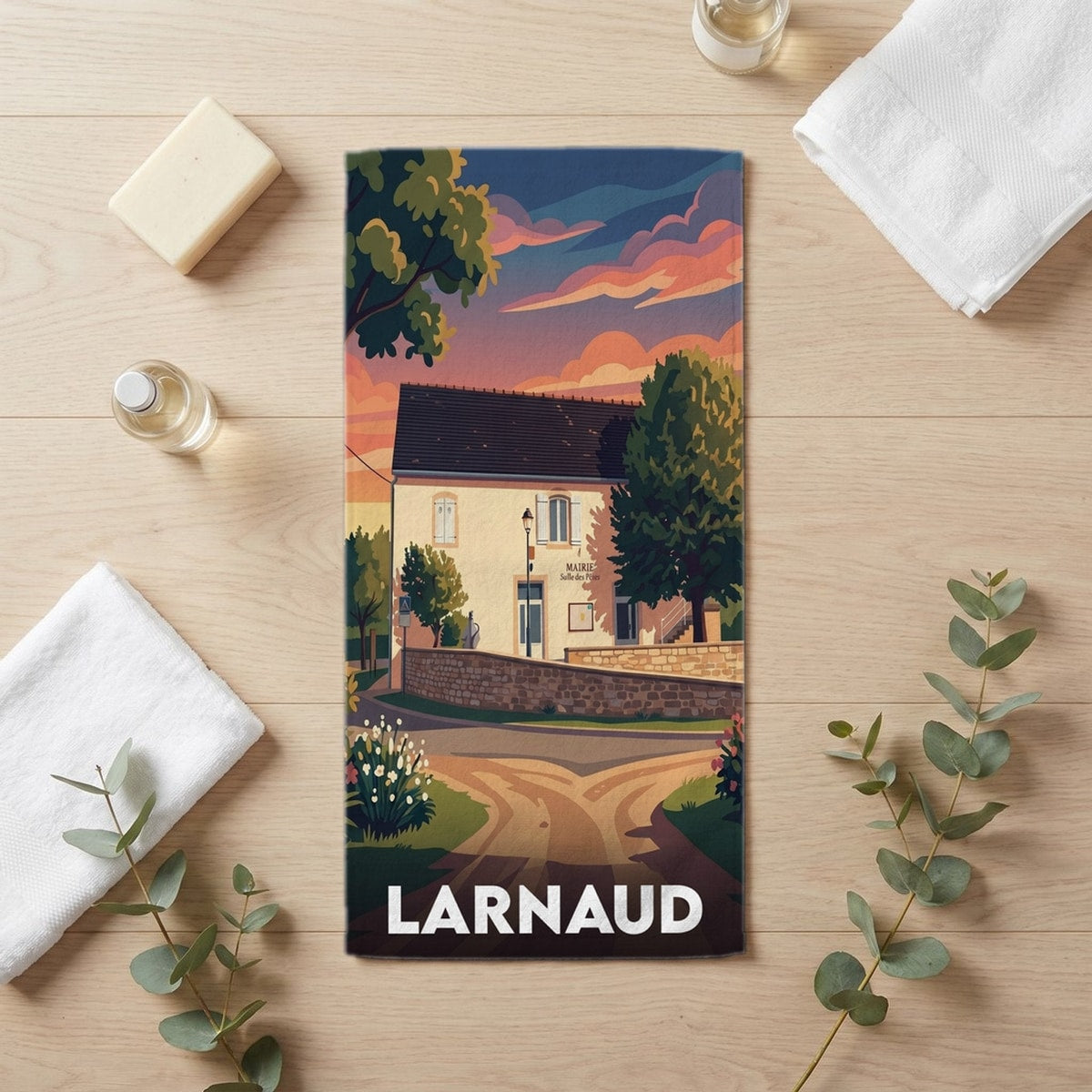 Serviette de bain 30 cm x 60 cm souvenir de Larnaud