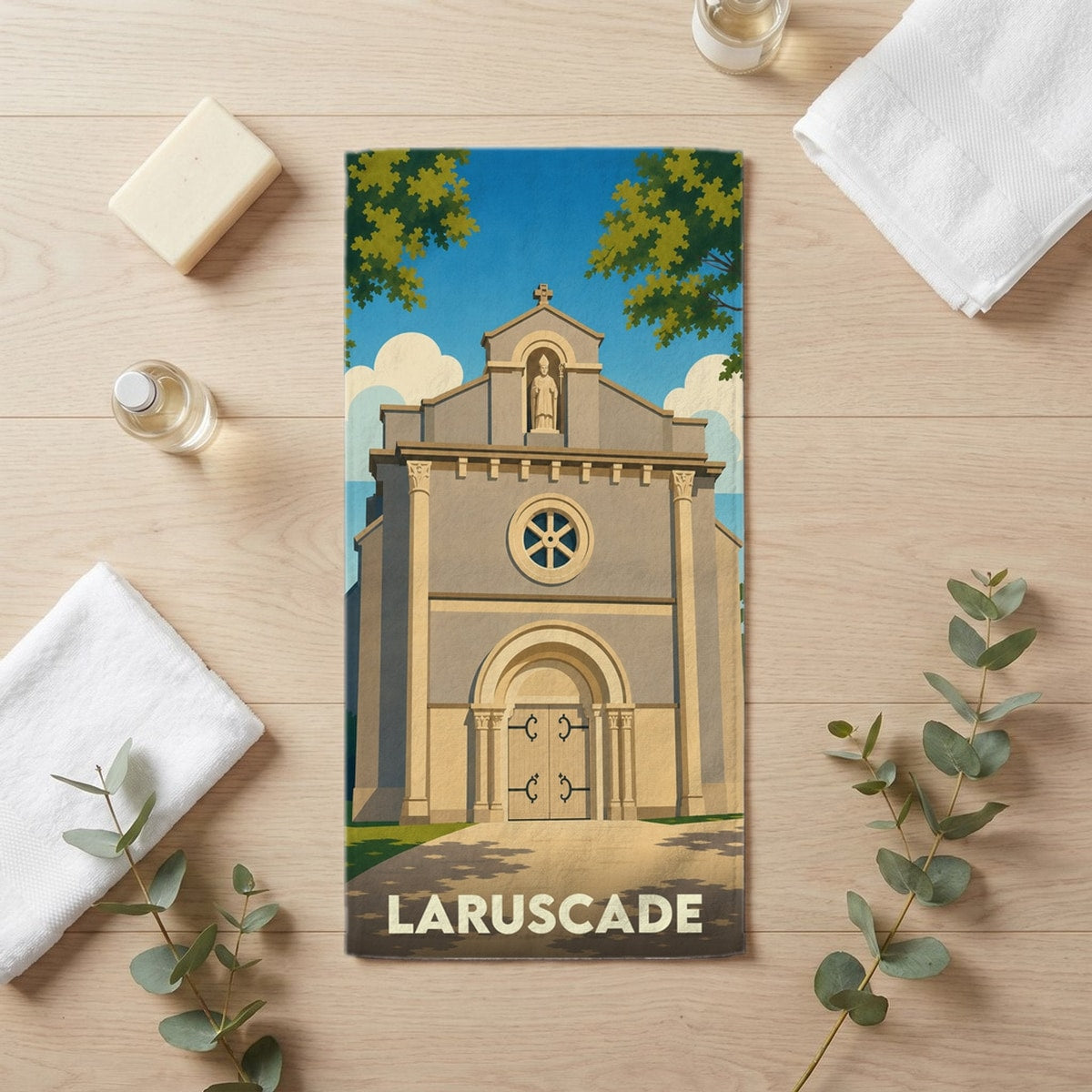Serviette de bain 30 cm x 60 cm souvenir de Laruscade