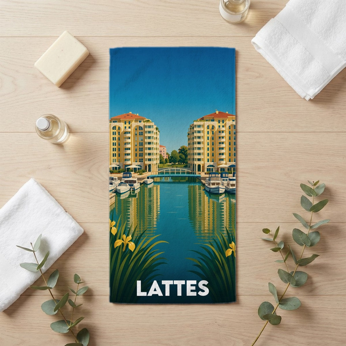 Serviette de bain 30 cm x 60 cm souvenir de Lattes