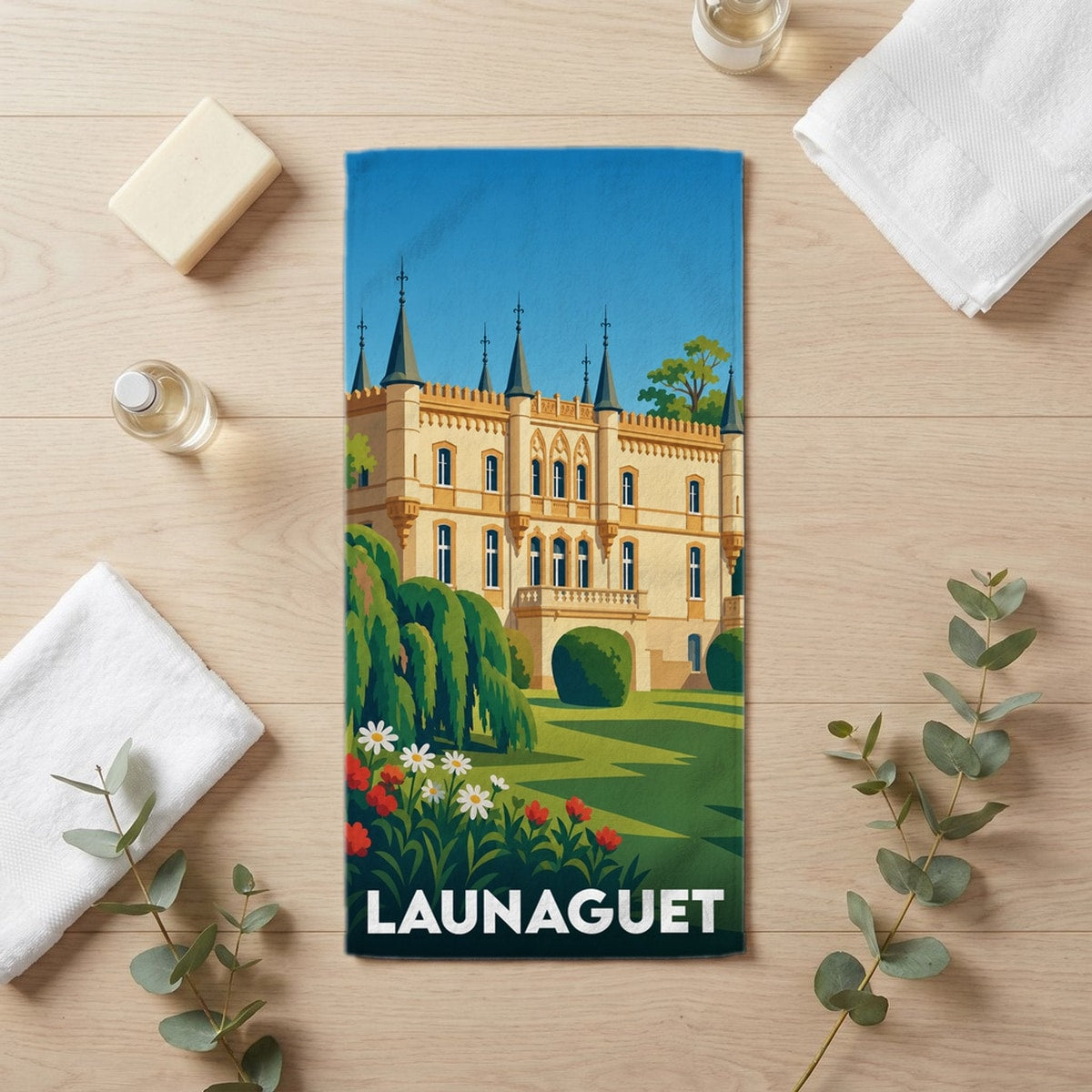 Serviette de bain 30 cm x 60 cm souvenir de Launaguet