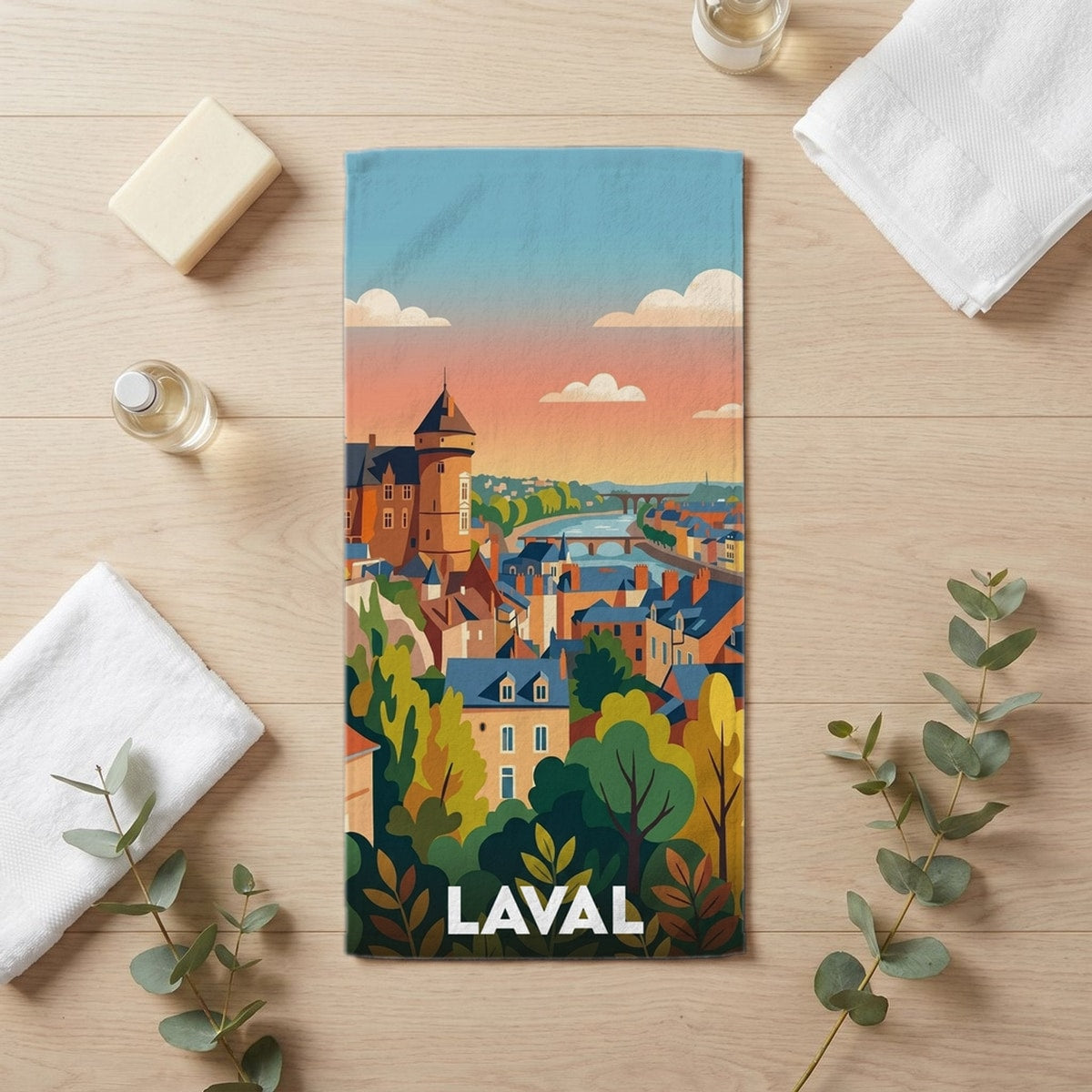 Serviette de bain 30 cm x 60 cm souvenir de Laval