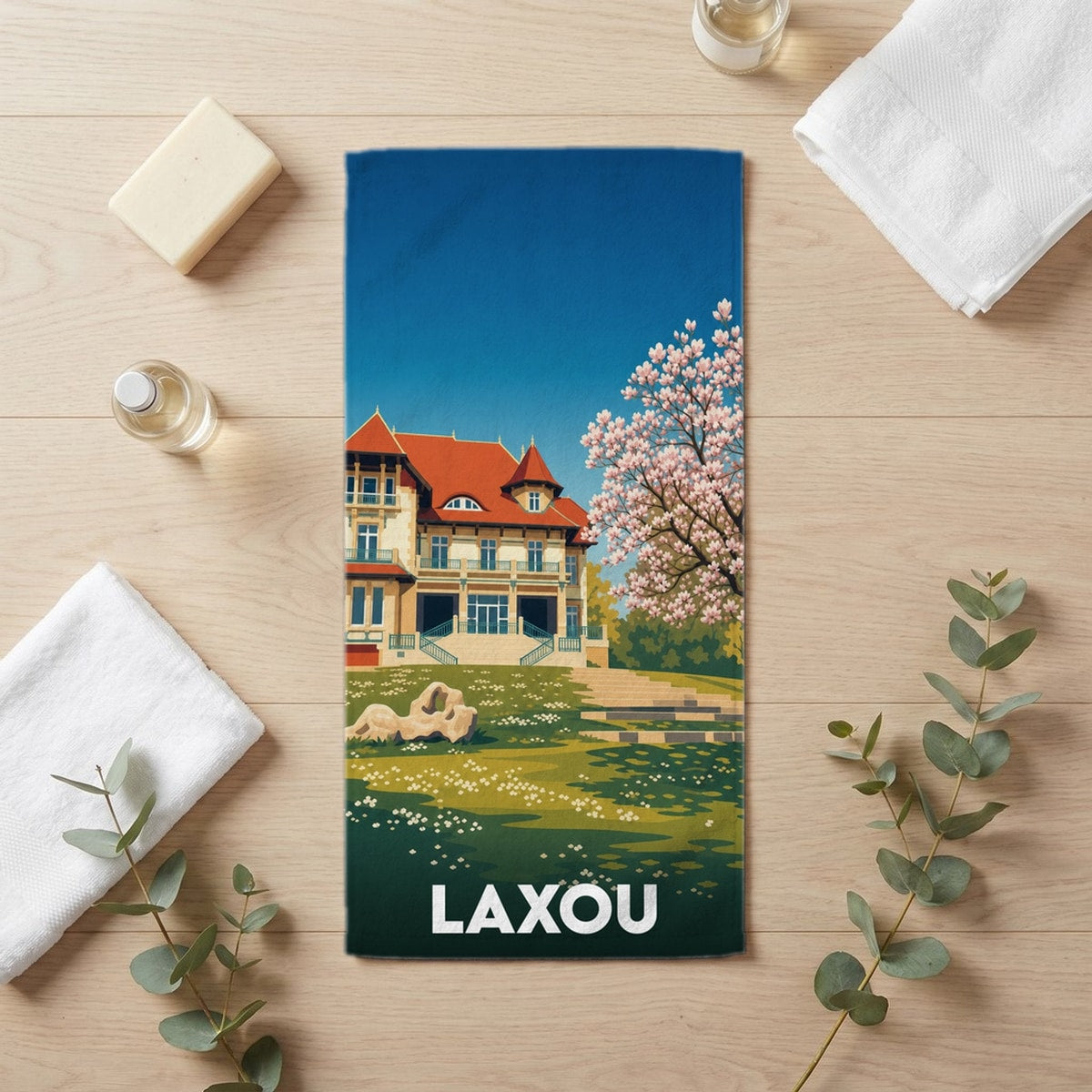 Serviette de bain 30 cm x 60 cm souvenir de Laxou