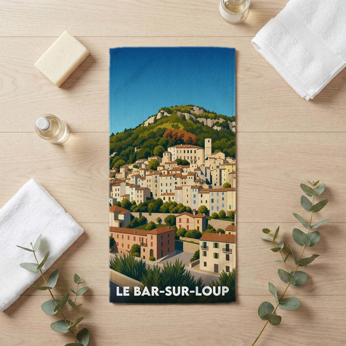 Serviette de bain 30 cm x 60 cm souvenir de Le Bar-sur-Loup