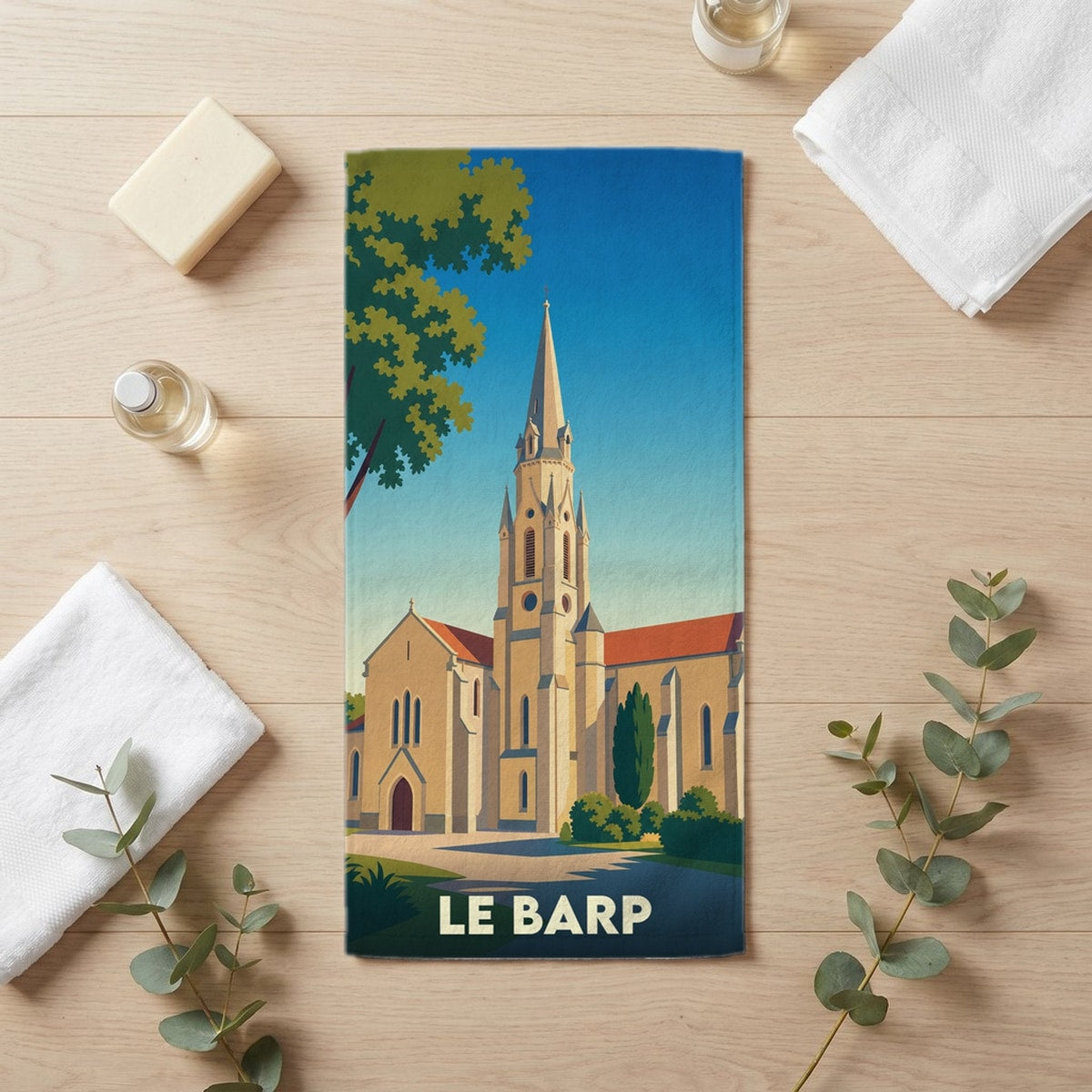 Serviette de bain 30 cm x 60 cm souvenir de Le Barp