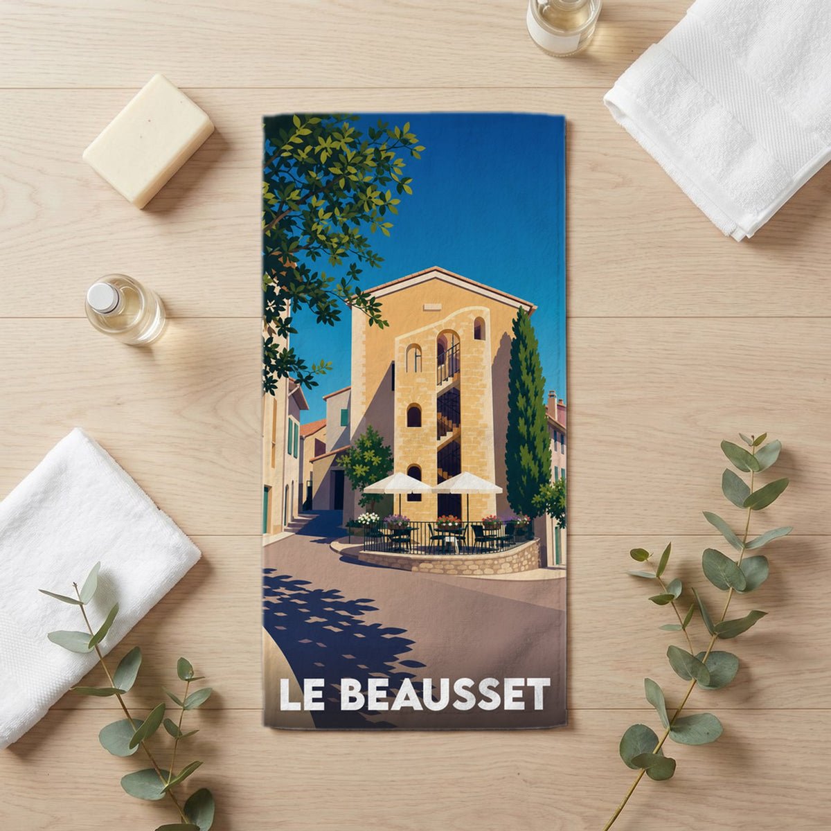 Serviette de bain 30 cm x 60 cm souvenir de Le Beausset