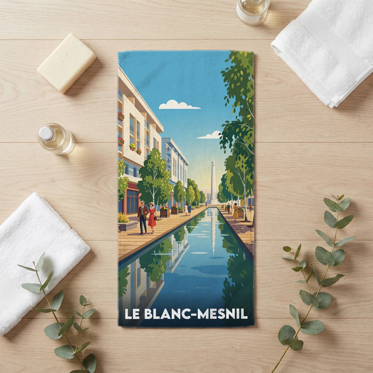 Serviette de bain 30 cm x 60 cm souvenir de Le Blanc-Mesnil