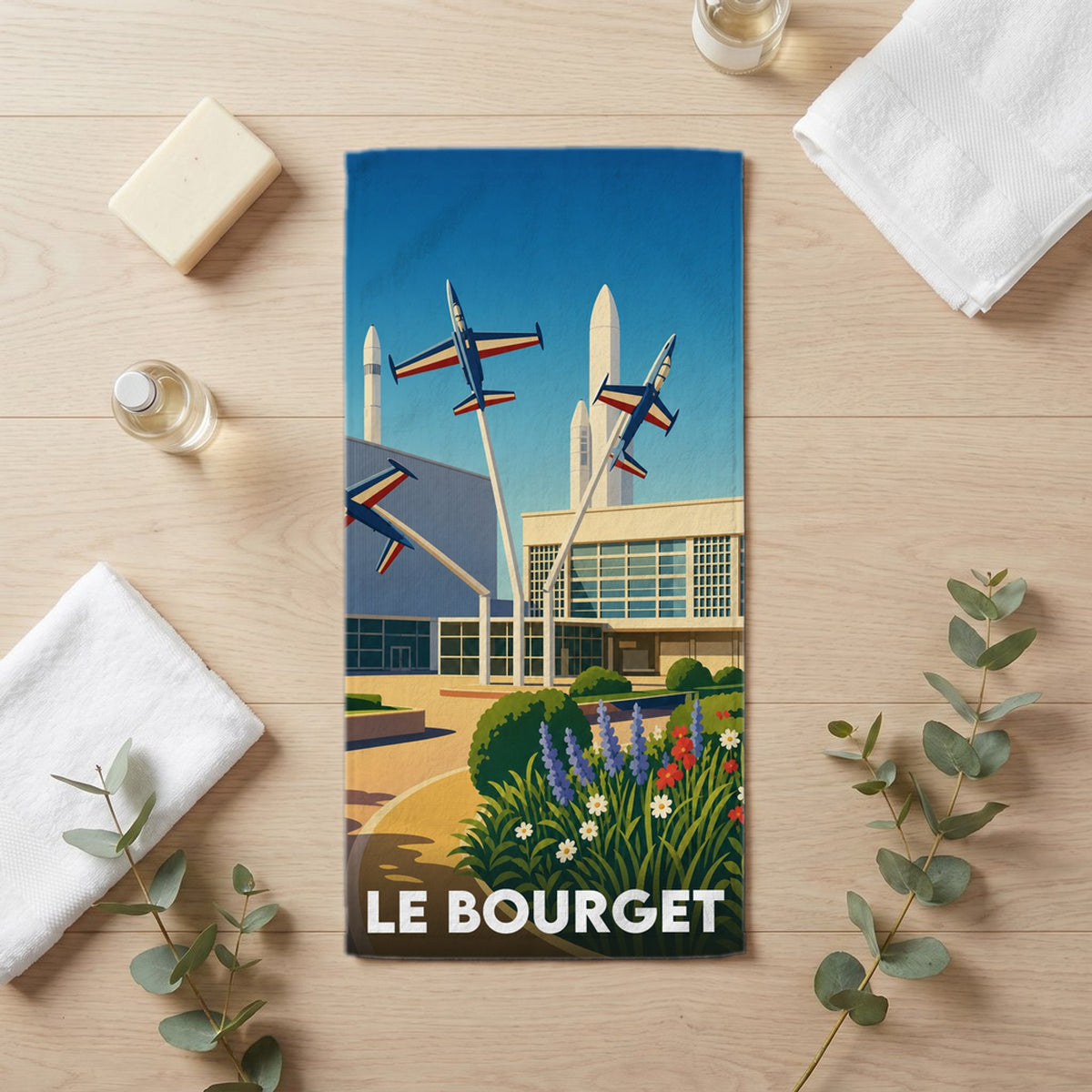 Serviette de bain 30 cm x 60 cm souvenir de Le Bourget