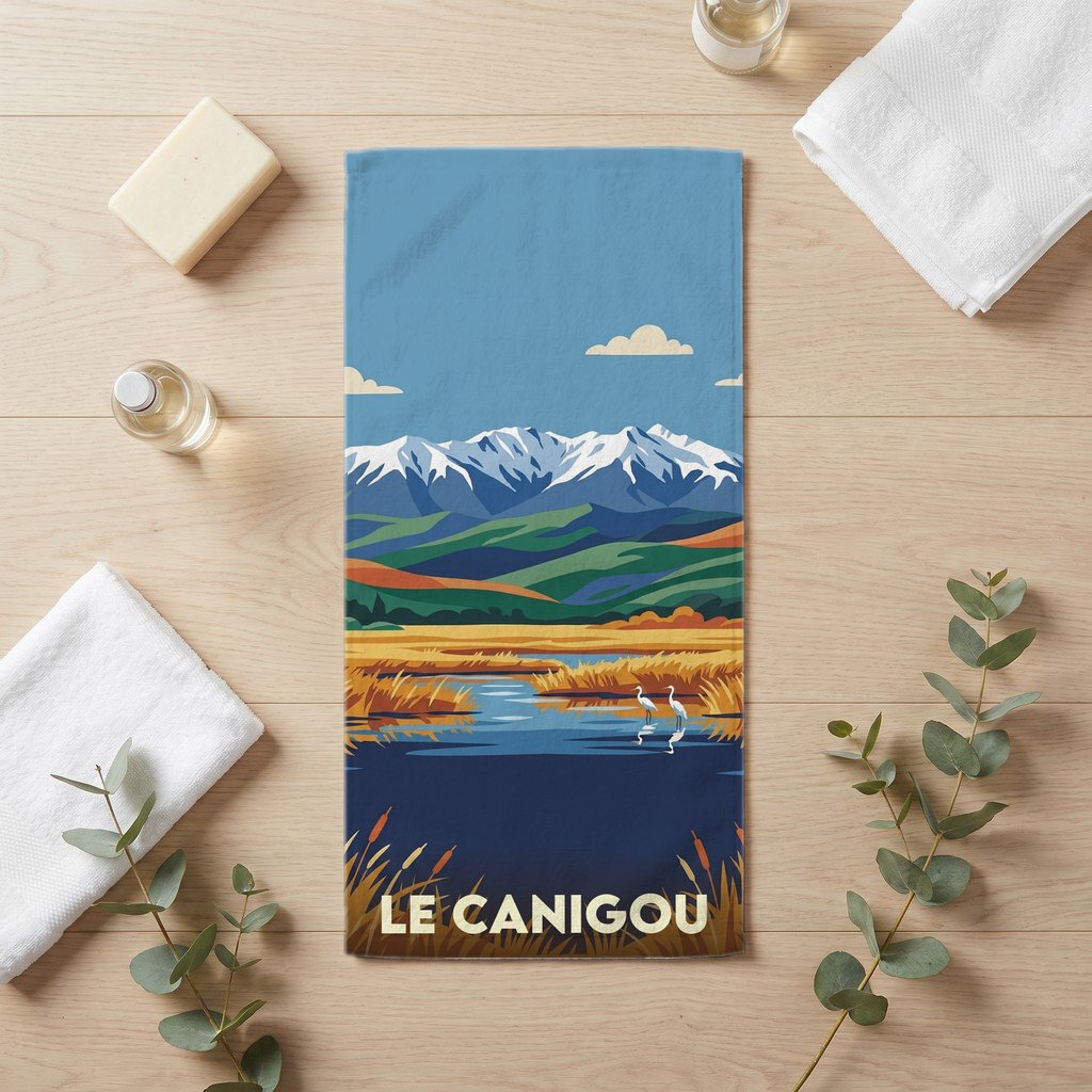 Serviette de bain 30 cm x 60 cm souvenir de Le Canigou