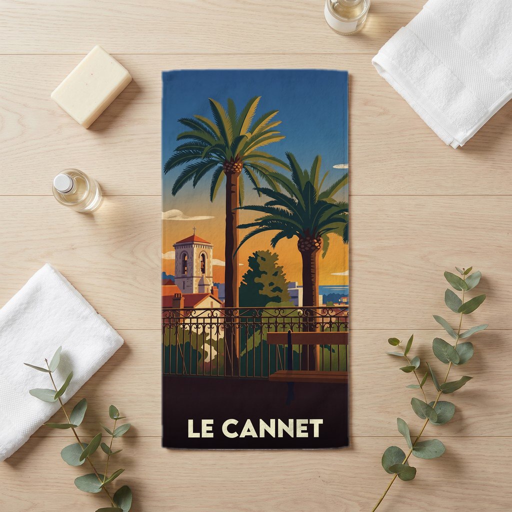 Serviette de bain 30 cm x 60 cm souvenir de Le Cannet