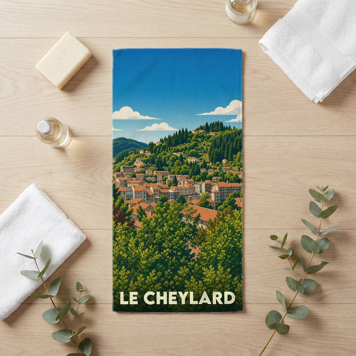 Serviette de bain 30 cm x 60 cm souvenir de Le Cheylard