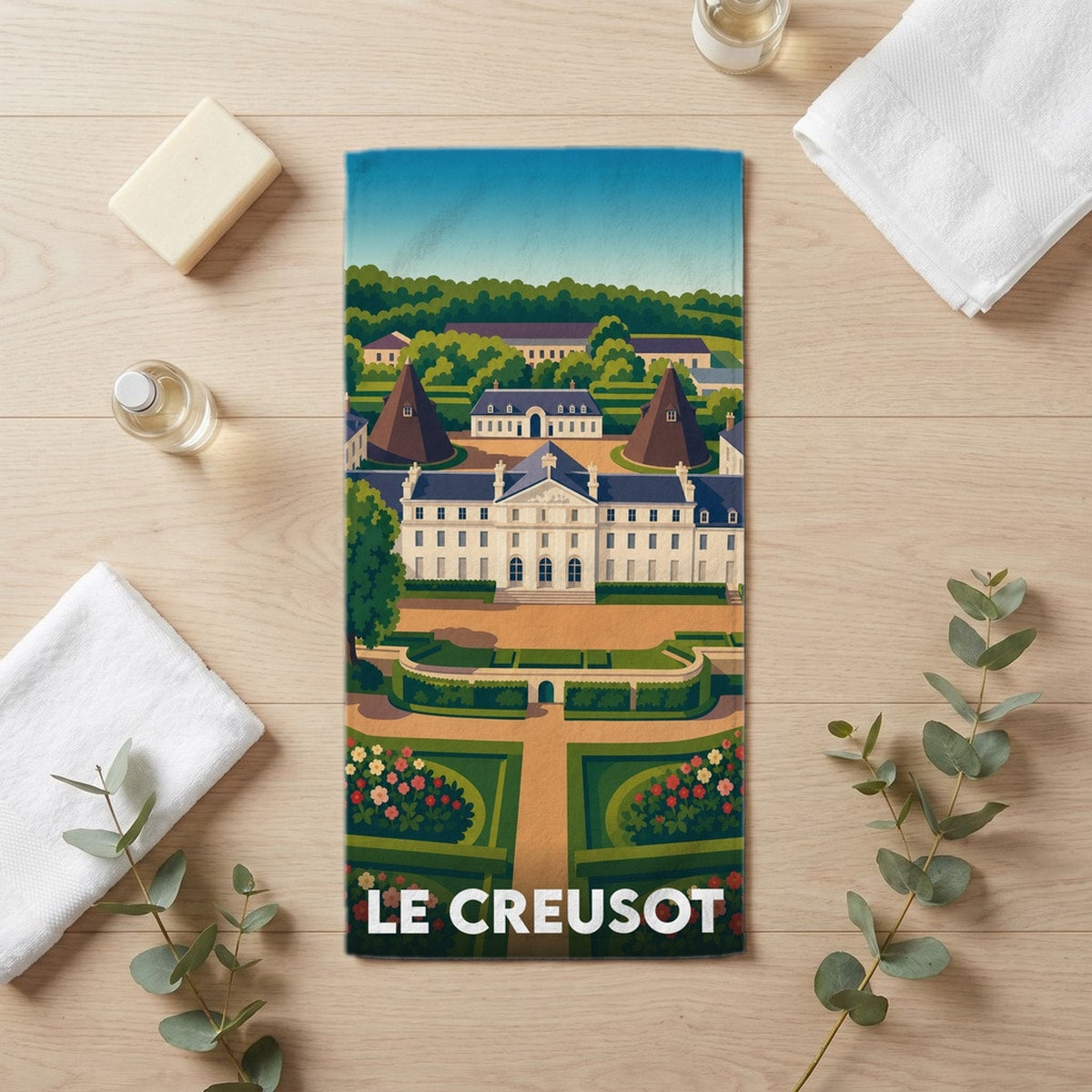 Serviette de bain 30 cm x 60 cm souvenir de Le Creusot