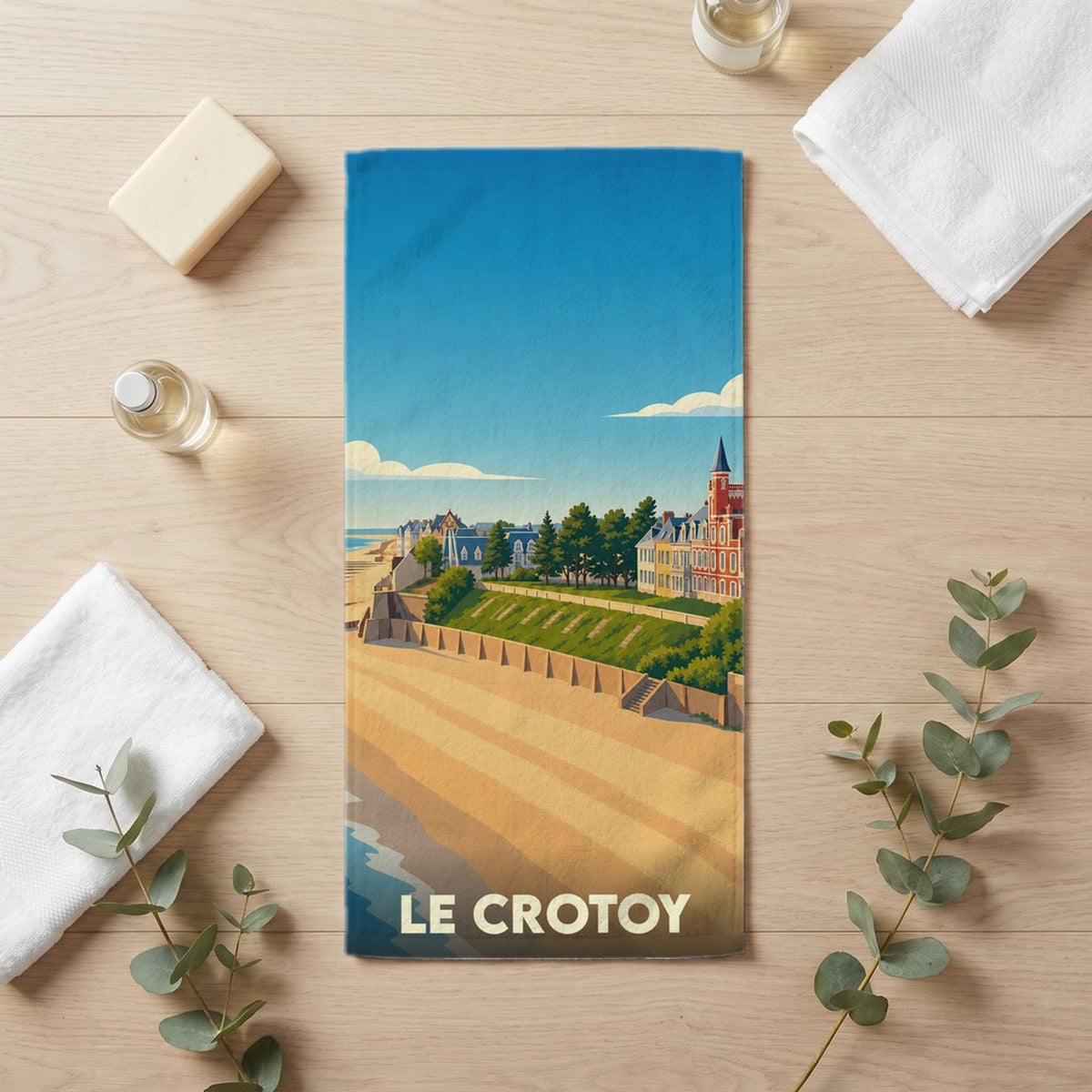 Serviette de bain 30 cm x 60 cm souvenir de Le Crotoy
