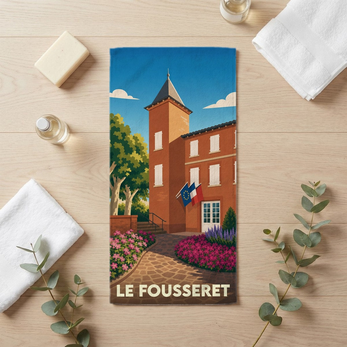 Serviette de bain 30 cm x 60 cm souvenir de Le Fousseret