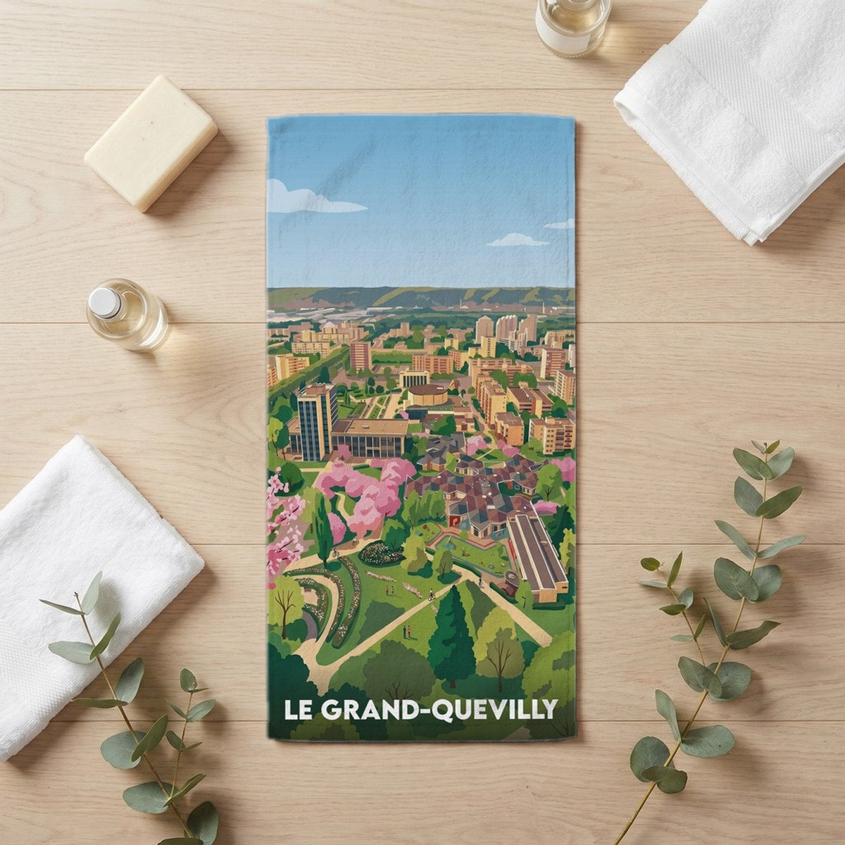 Serviette de bain 30 cm x 60 cm souvenir de Le Grand-Quevilly