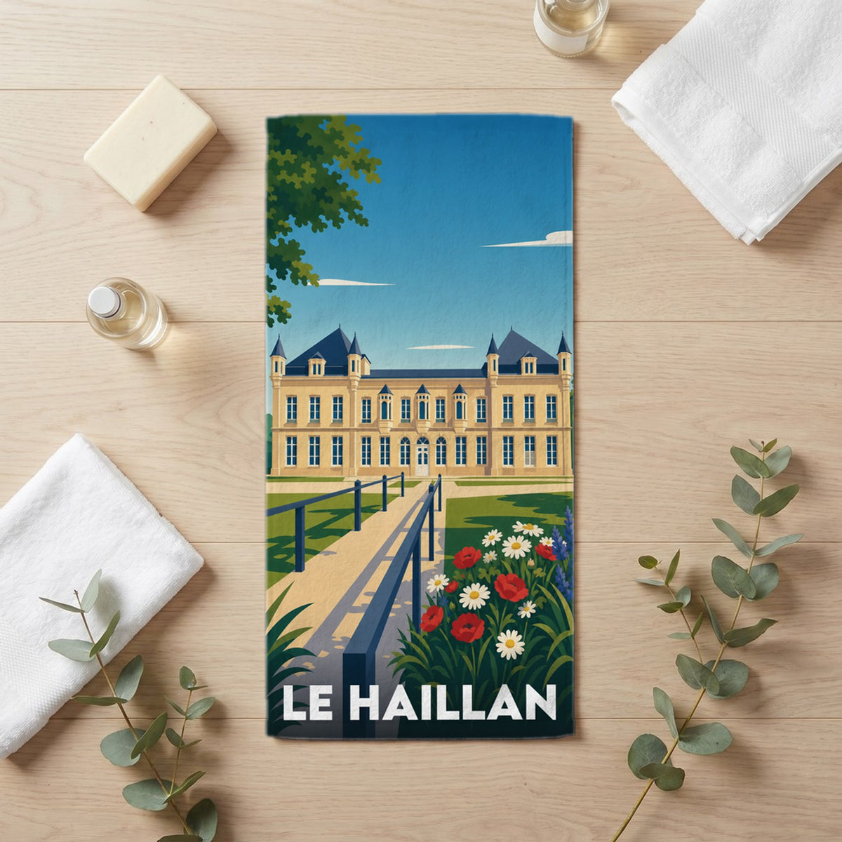 Serviette de bain 30 cm x 60 cm souvenir de Le Haillan