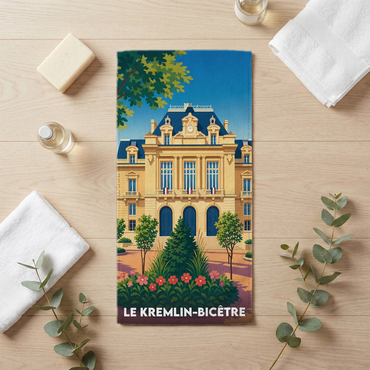 Serviette de bain 30 cm x 60 cm souvenir de Le Kremlin-Bicêtre