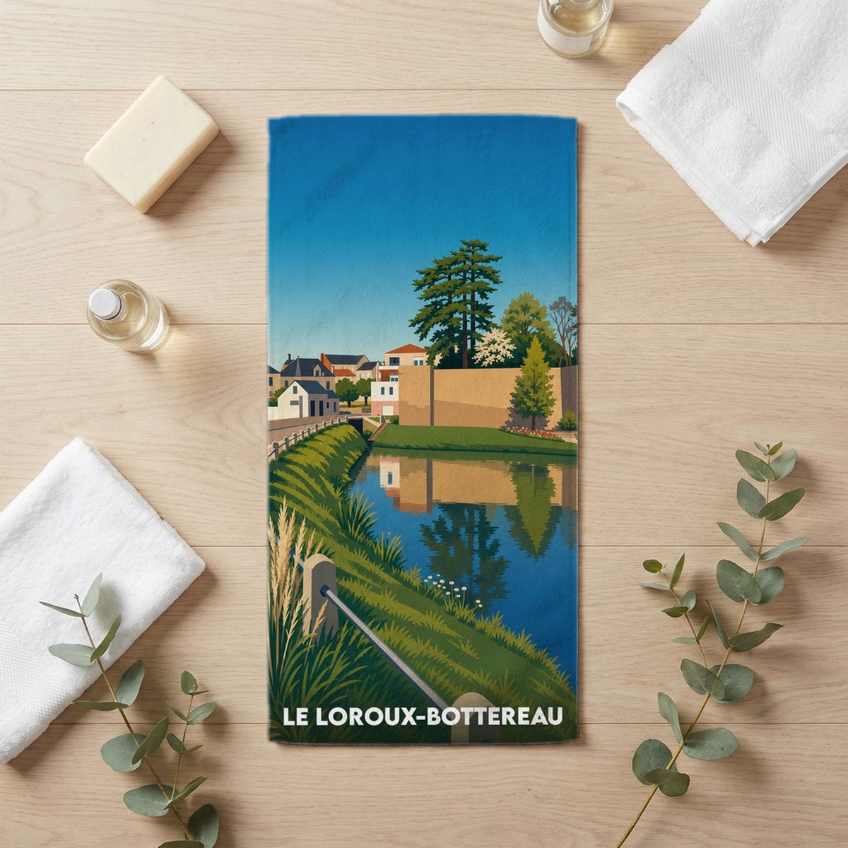 Serviette de bain 30 cm x 60 cm souvenir de Le Loroux-Bottereau