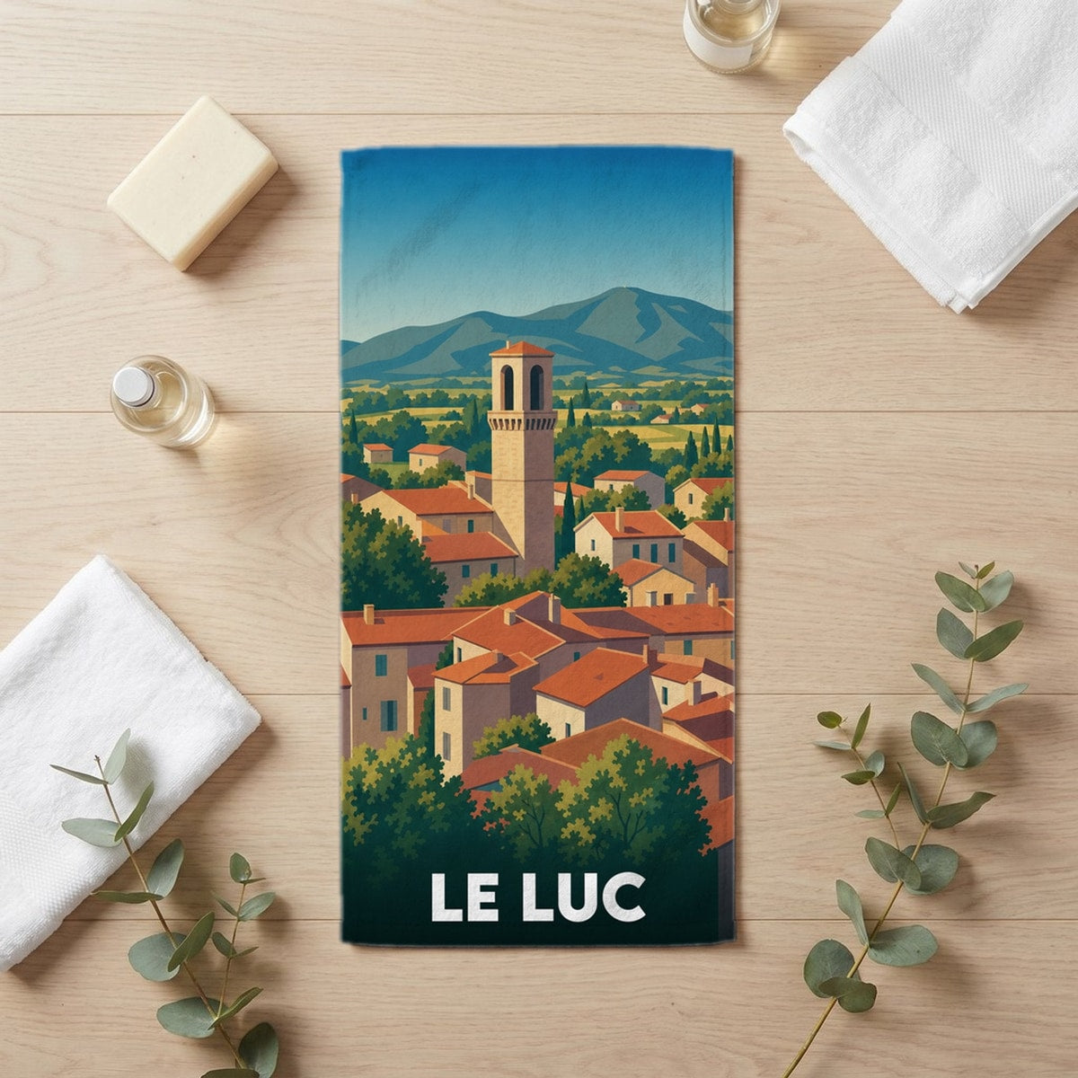 Serviette de bain 30 cm x 60 cm souvenir de Le Luc