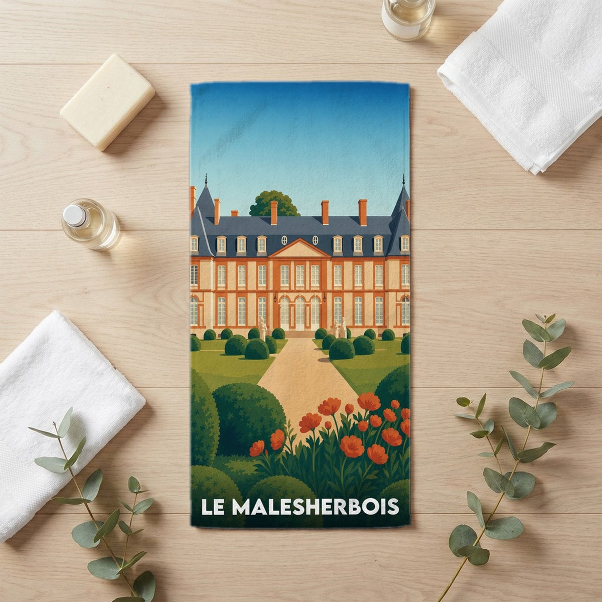Serviette de bain 30 cm x 60 cm souvenir de Le Malesherbois