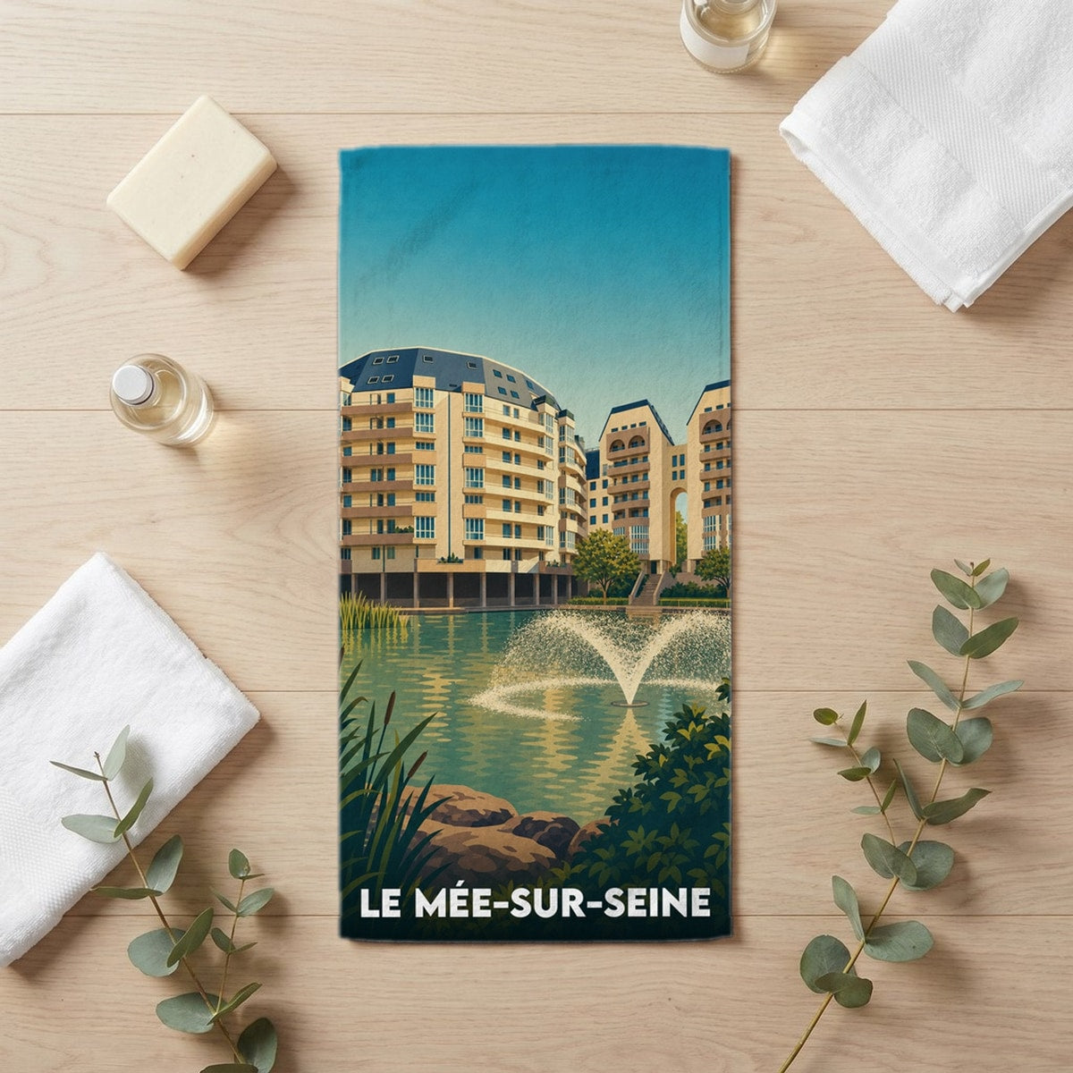 Serviette de bain 30 cm x 60 cm souvenir de Le Mée-sur-Seine