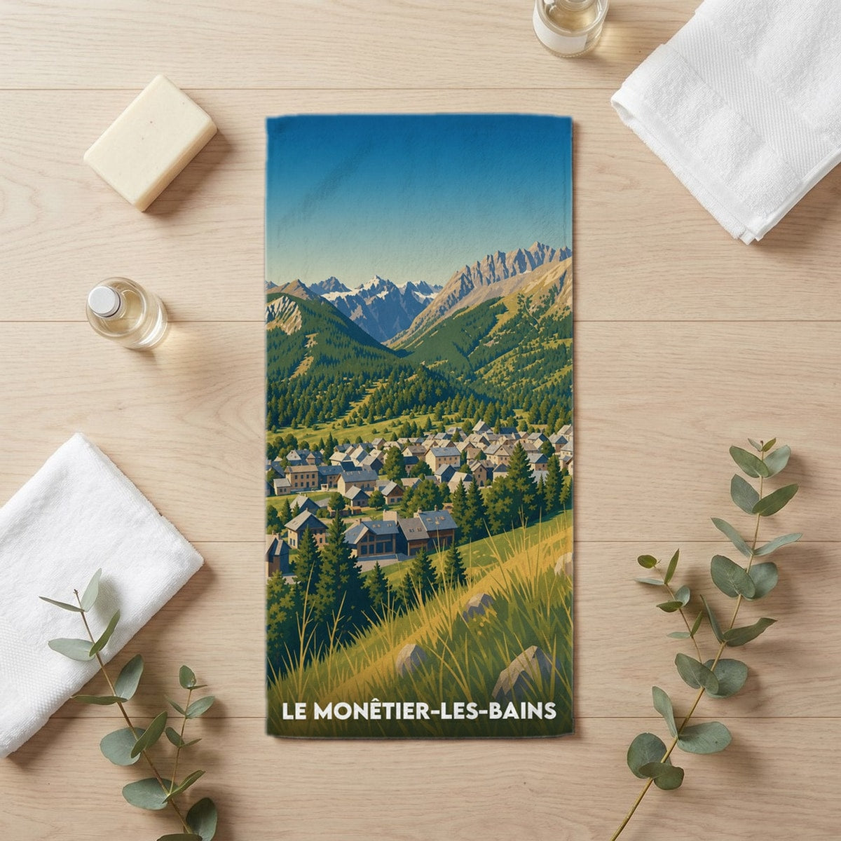 Serviette de bain 30 cm x 60 cm souvenir de Le Monêtier-les-Bains