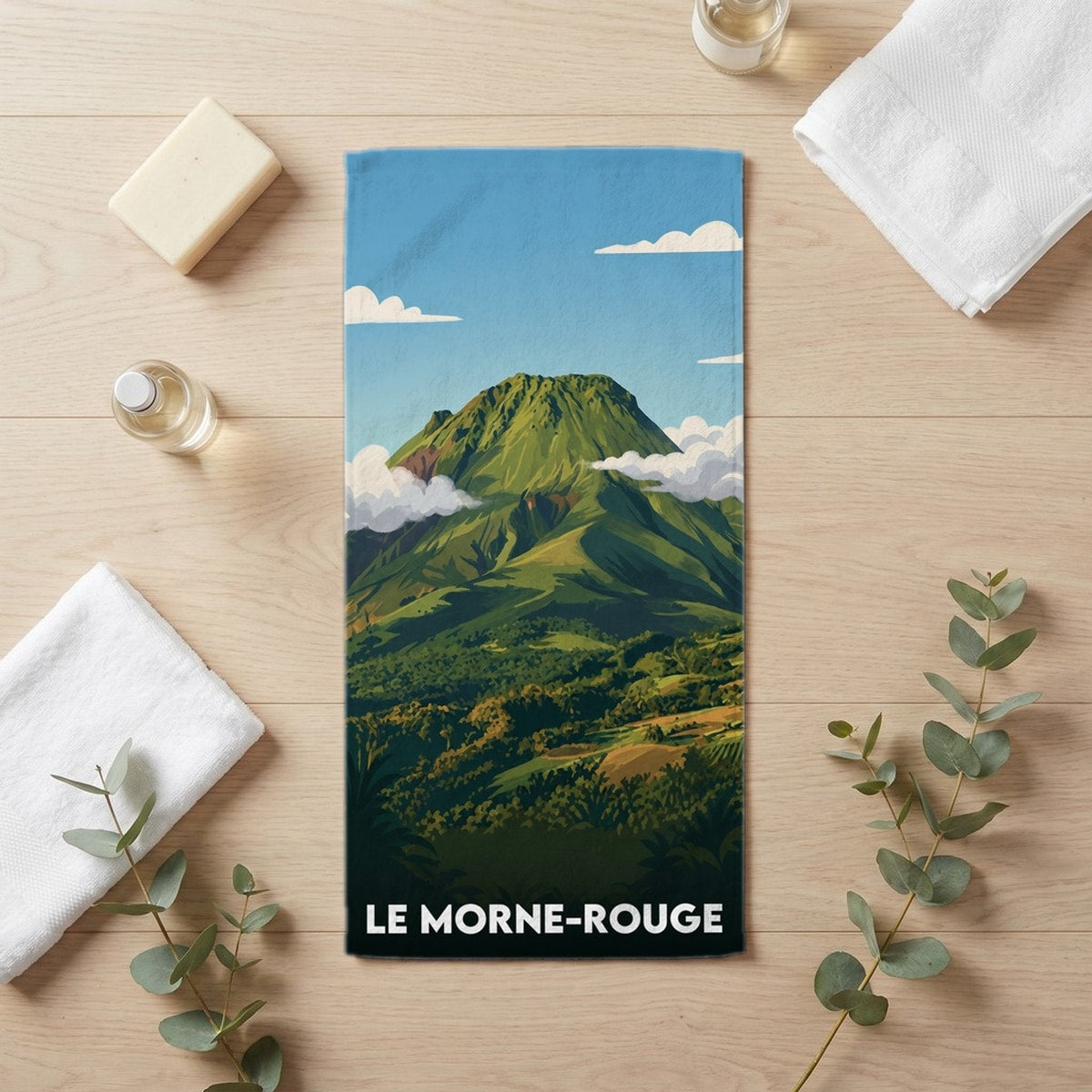 Serviette de bain 30 cm x 60 cm souvenir de Le Morne-Rouge