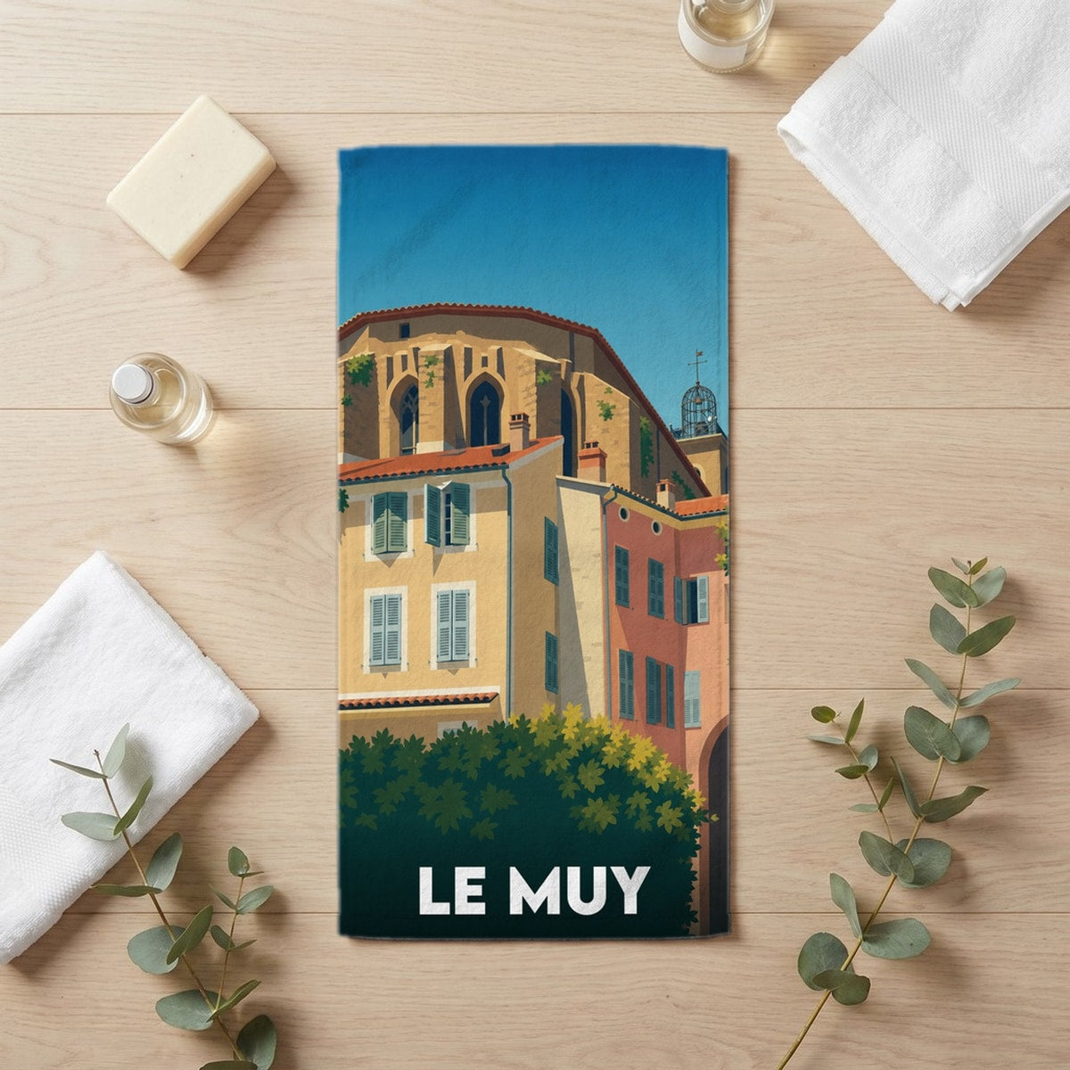 Serviette de bain 30 cm x 60 cm souvenir de Le Muy