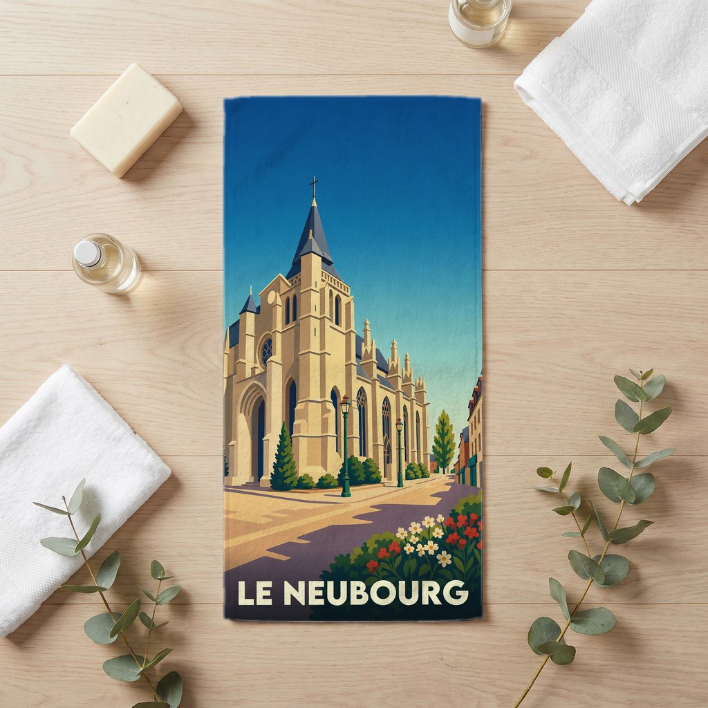 Serviette de bain 30 cm x 60 cm souvenir de Le Neubourg