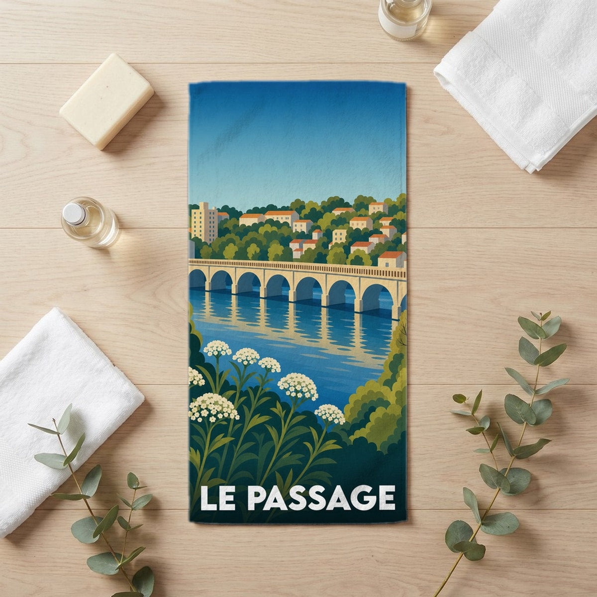 Serviette de bain 30 cm x 60 cm souvenir de Le Passage