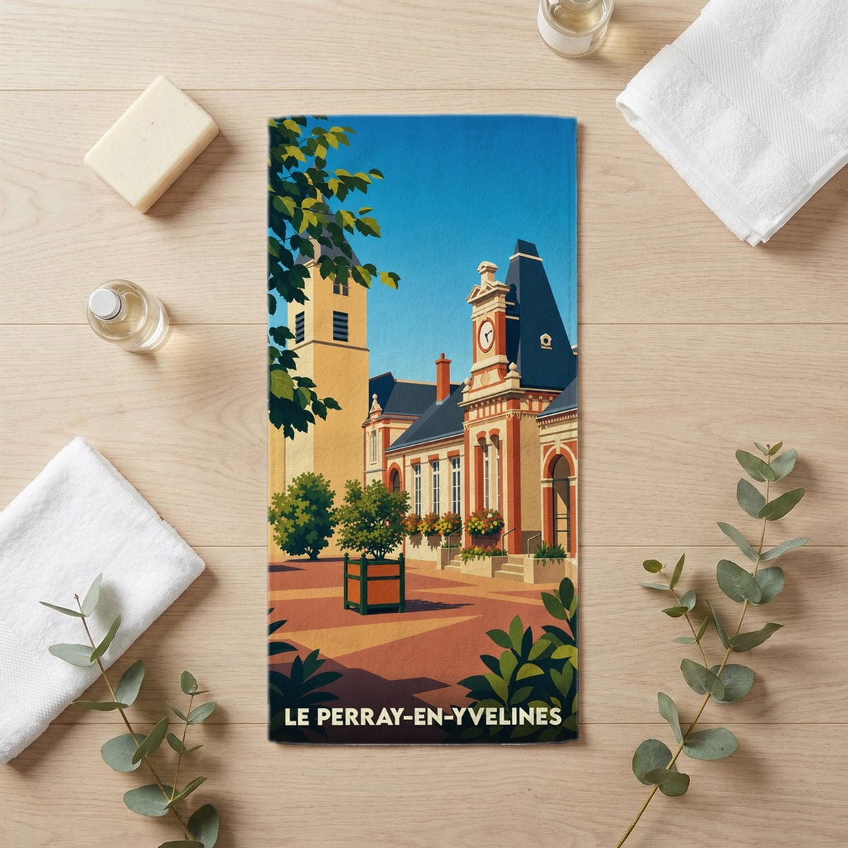 Serviette de bain 30 cm x 60 cm souvenir de Le Perray-en-Yvelines