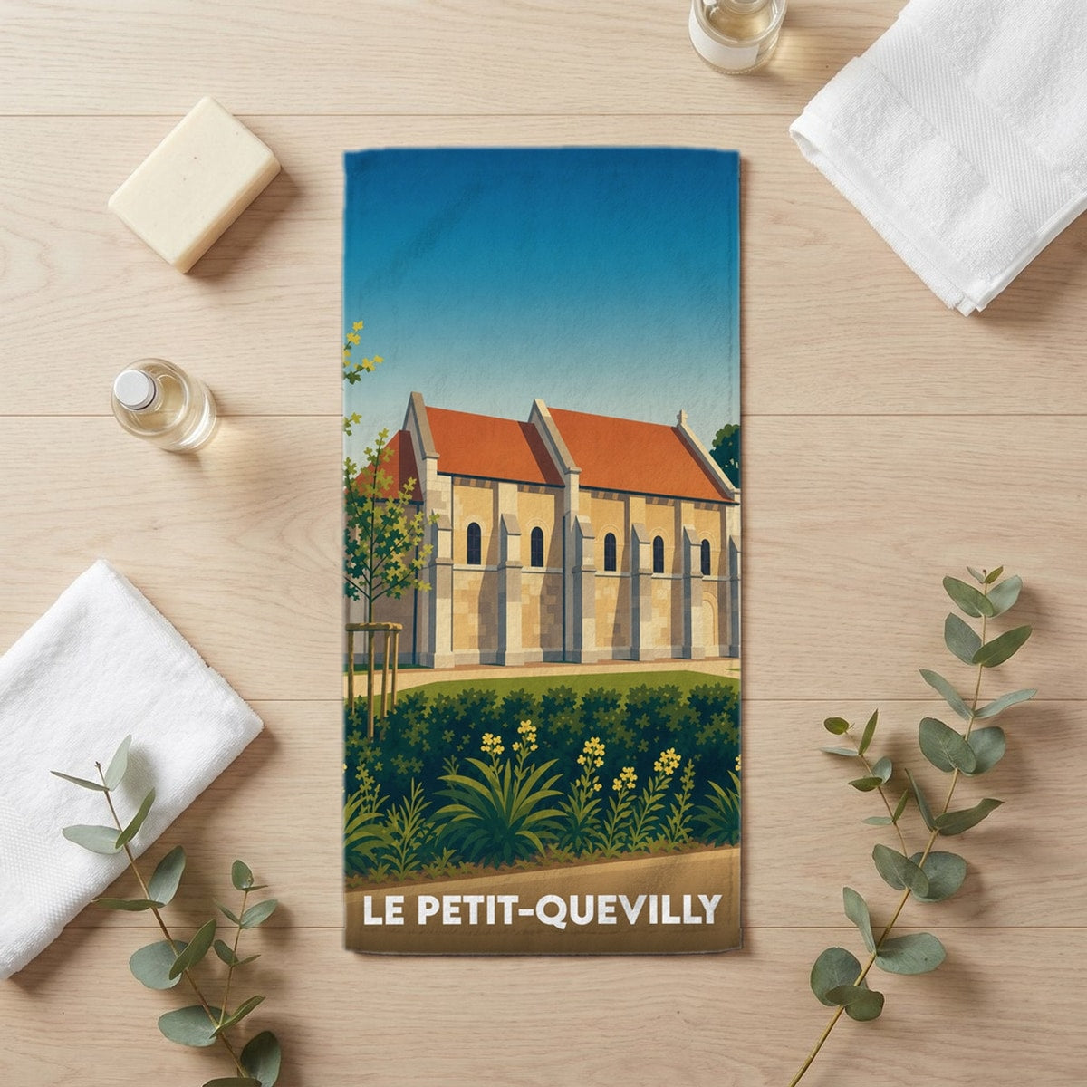 Serviette de bain 30 cm x 60 cm souvenir de Le Petit-Quevilly
