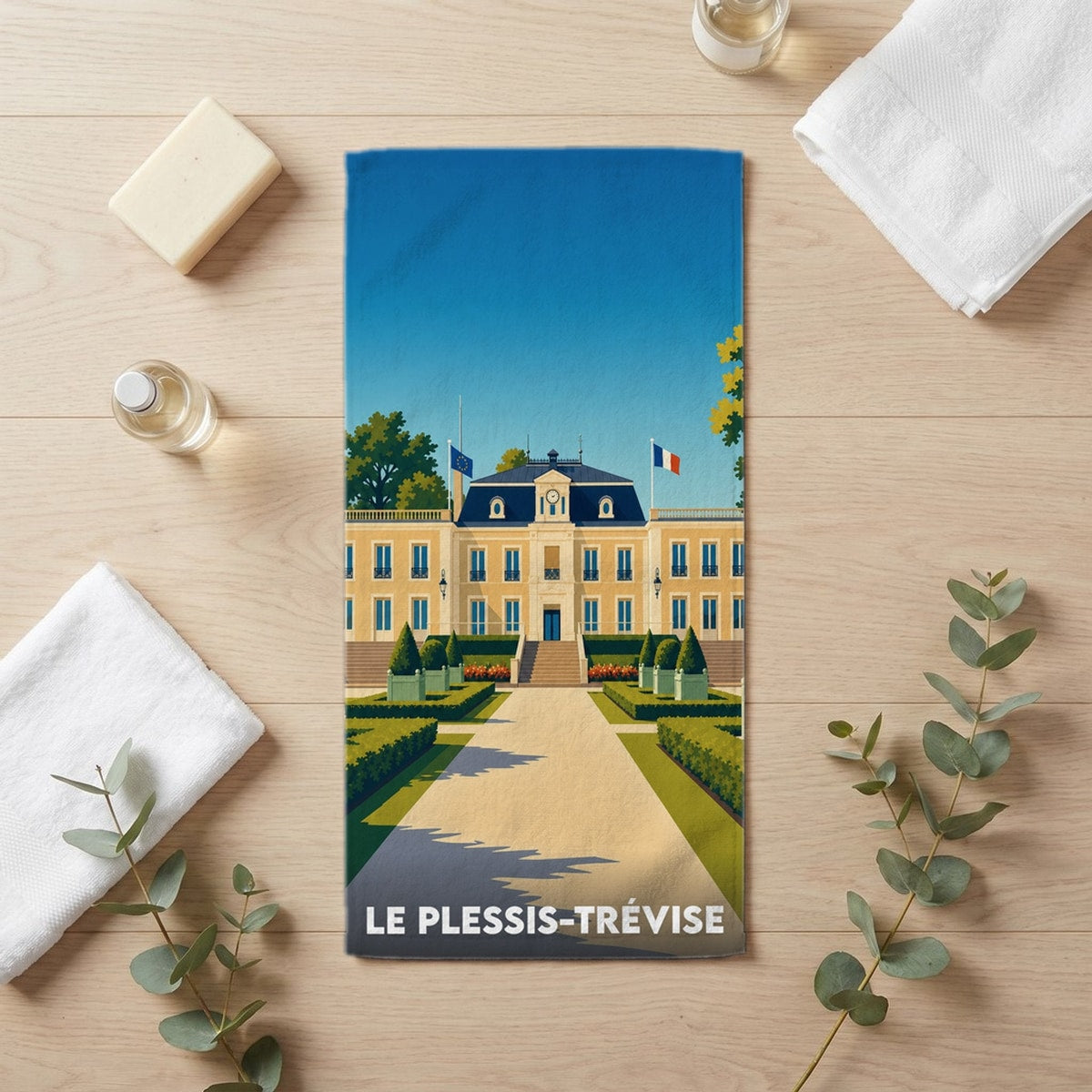 Serviette de bain 30 cm x 60 cm souvenir de Le Plessis-Trévise