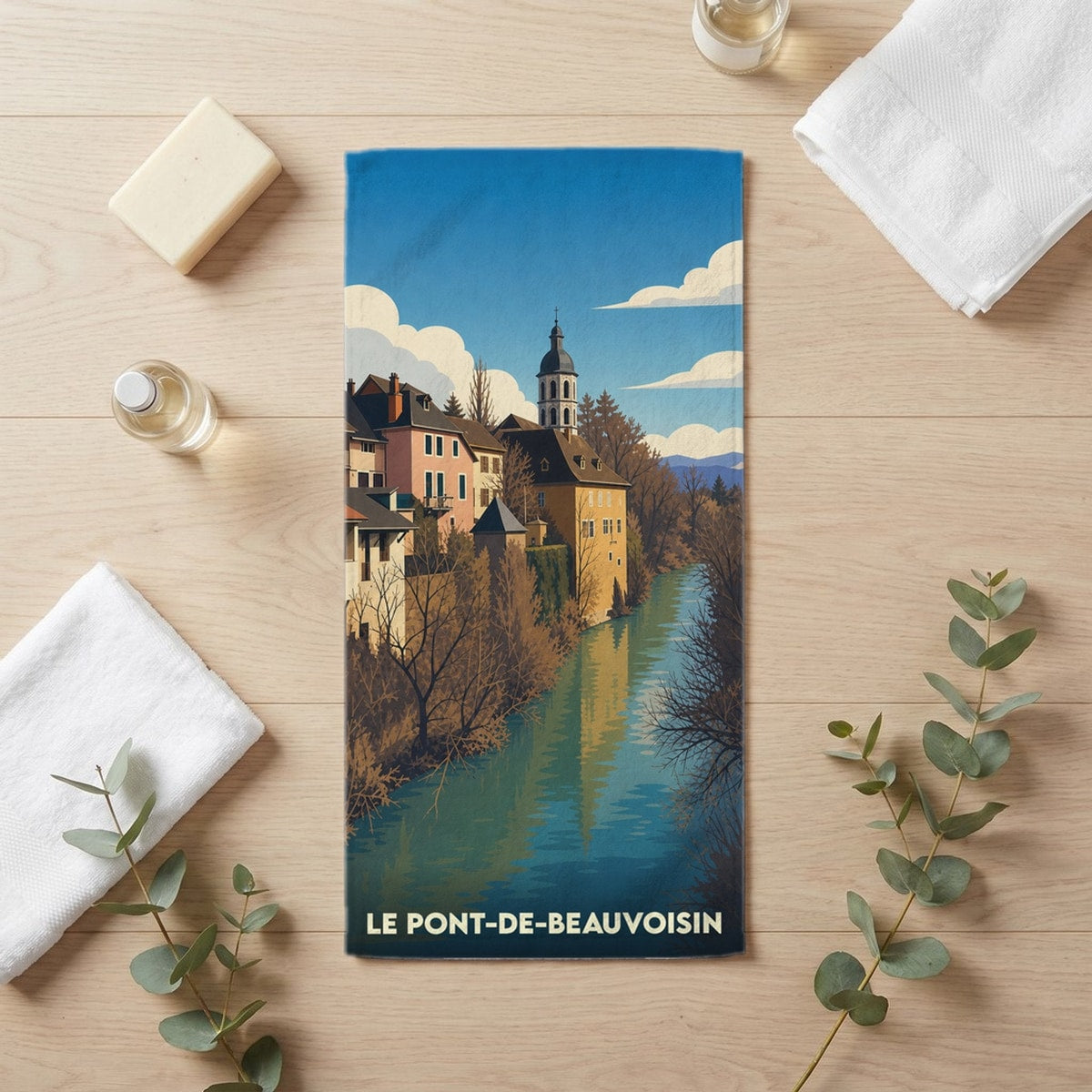 Serviette de bain 30 cm x 60 cm souvenir de Le Pont-de-Beauvoisin