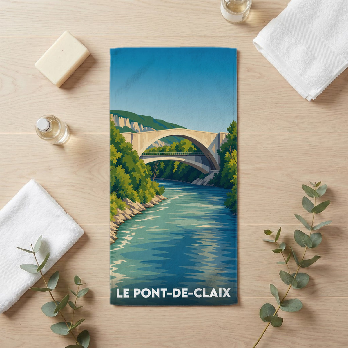 Serviette de bain 30 cm x 60 cm souvenir de Le Pont-de-Claix