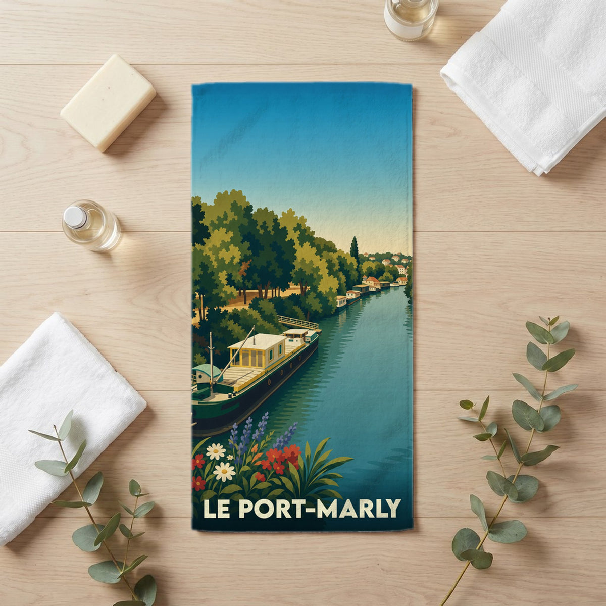 Serviette de bain 30 cm x 60 cm souvenir de Le Port-Marly
