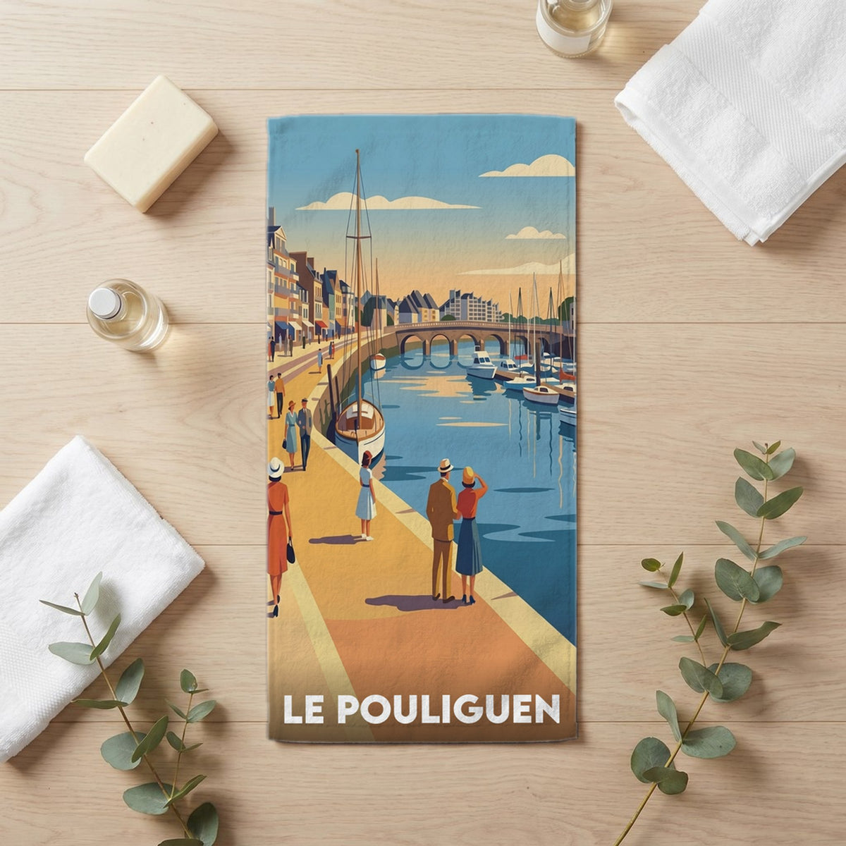 Serviette de bain 30 cm x 60 cm souvenir de Le Pouliguen