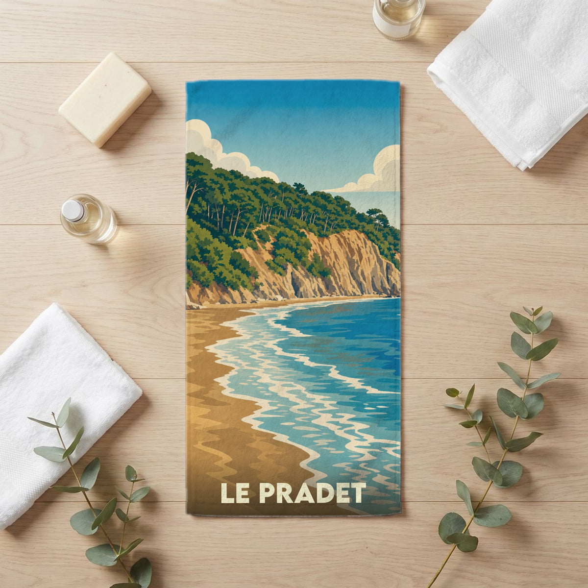 Serviette de bain 30 cm x 60 cm souvenir de Le Pradet