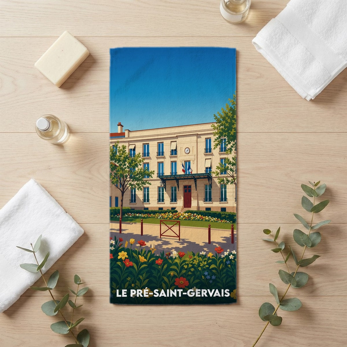 Serviette de bain 30 cm x 60 cm souvenir de Le Pré-Saint-Gervais
