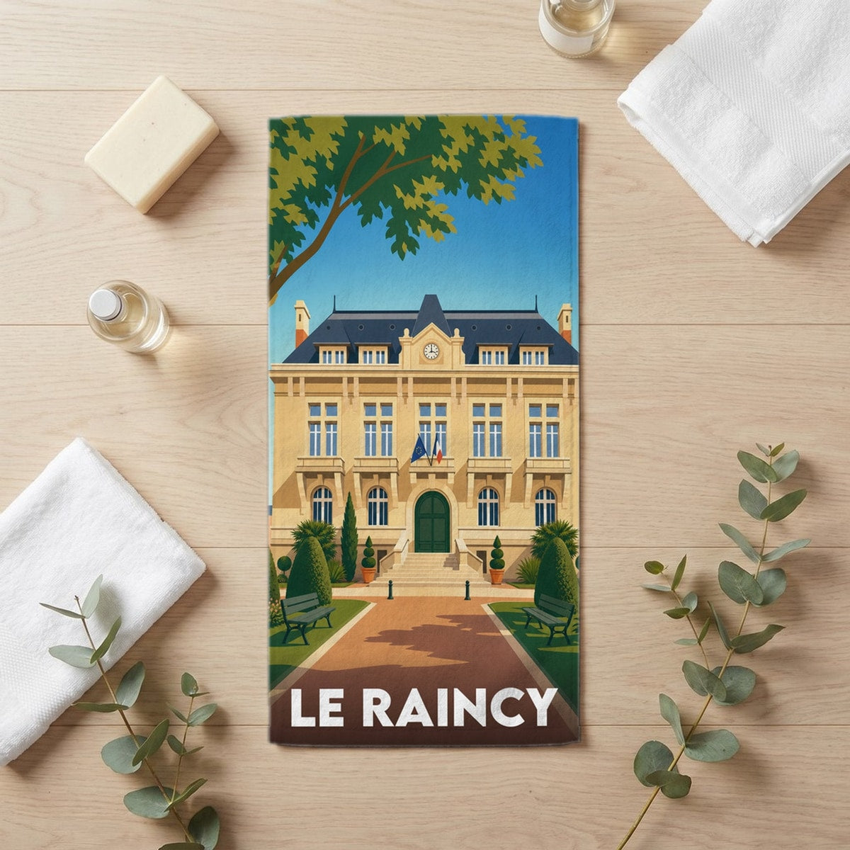 Serviette de bain 30 cm x 60 cm souvenir de Le Raincy