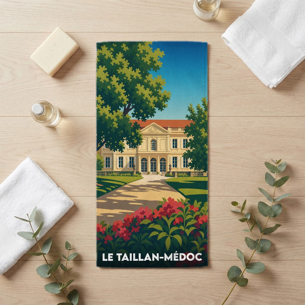 Serviette de bain 30 cm x 60 cm souvenir de Le Taillan-Médoc