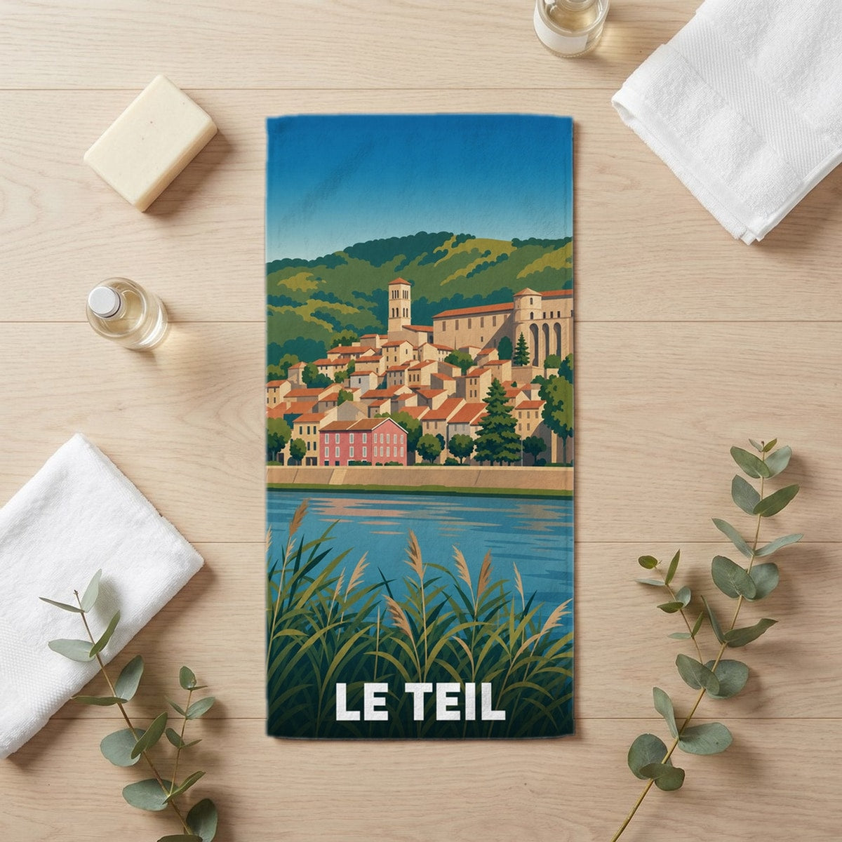 Serviette de bain 30 cm x 60 cm souvenir de Le Teil