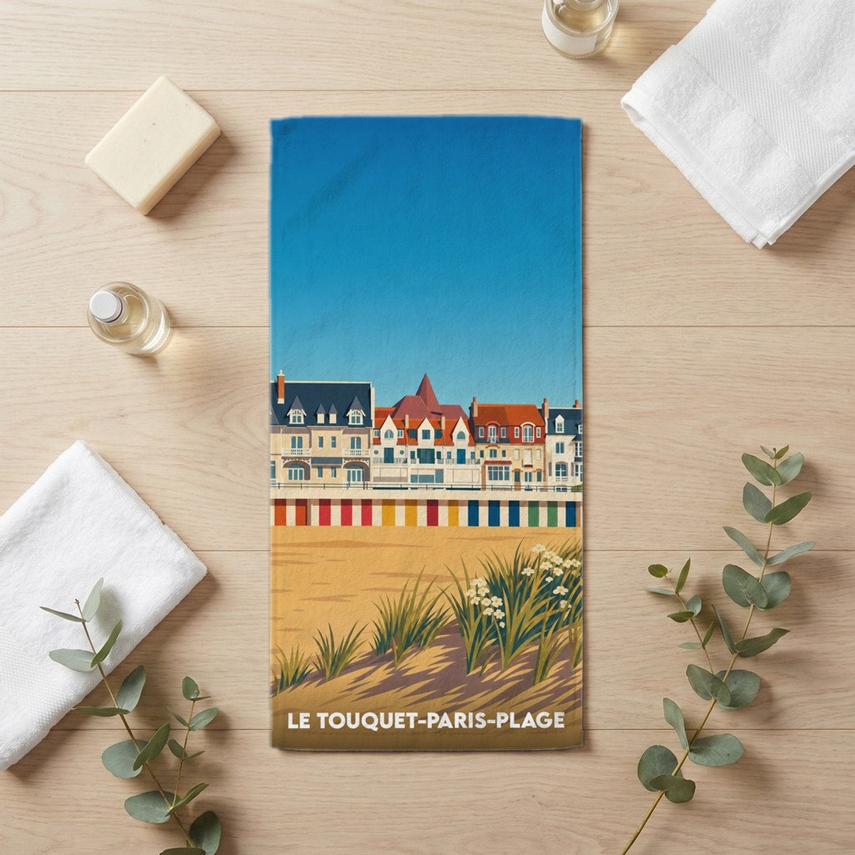 Serviette de bain 30 cm x 60 cm souvenir de Le Touquet-Paris-Plage