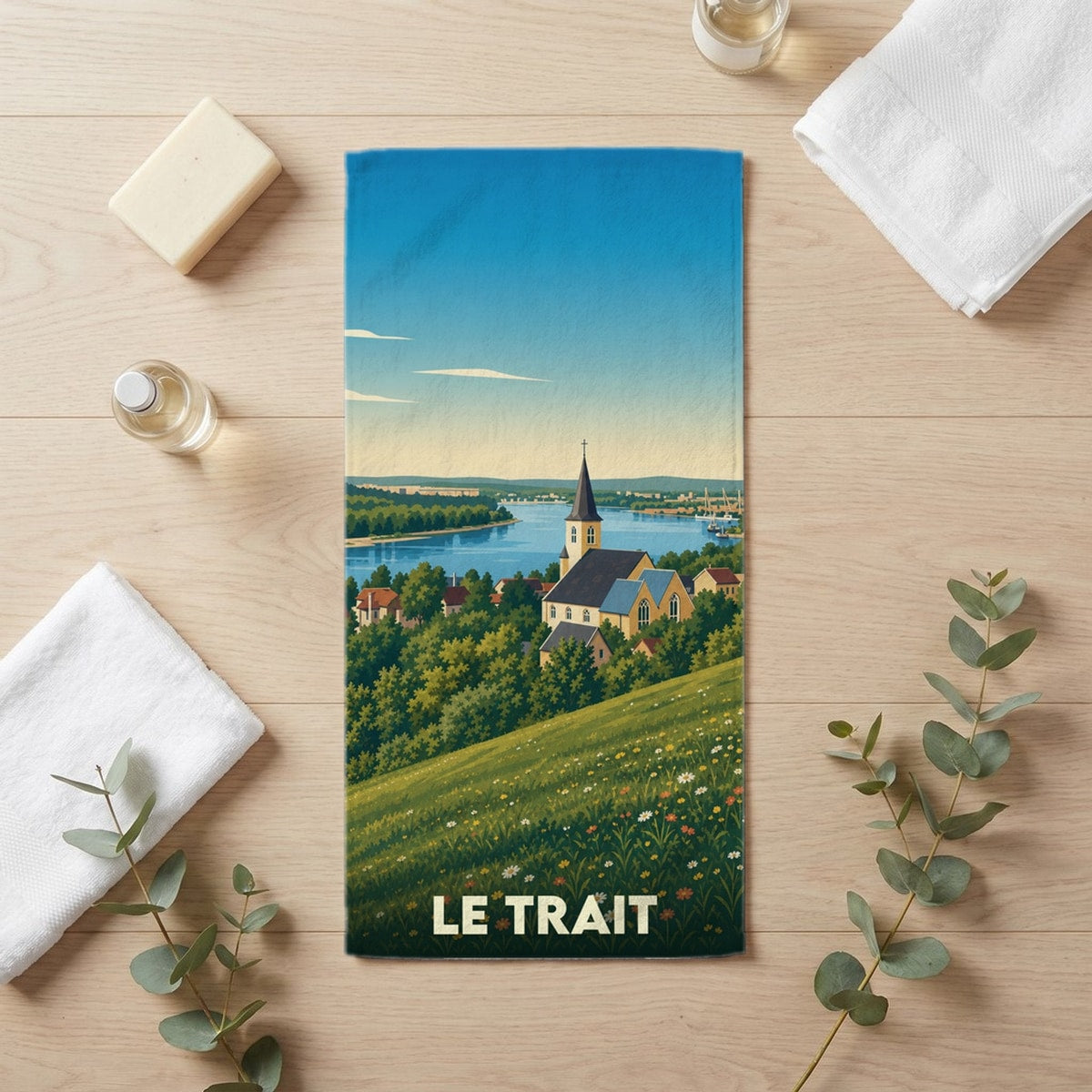 Serviette de bain 30 cm x 60 cm souvenir de Le Trait