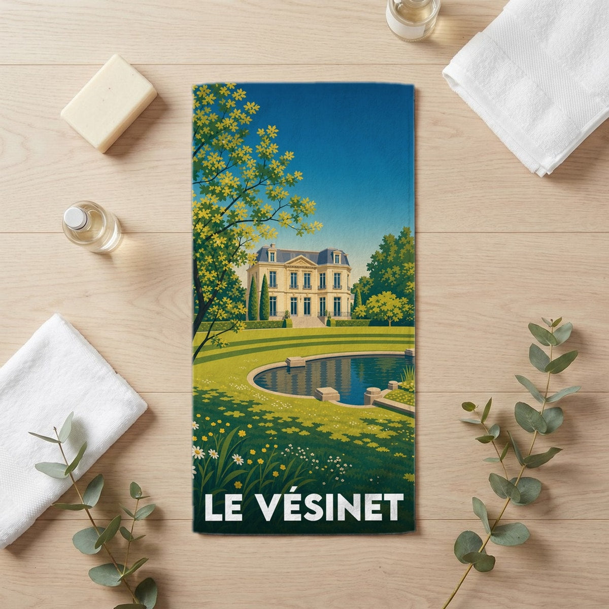 Serviette de bain 30 cm x 60 cm souvenir de Le Vésinet