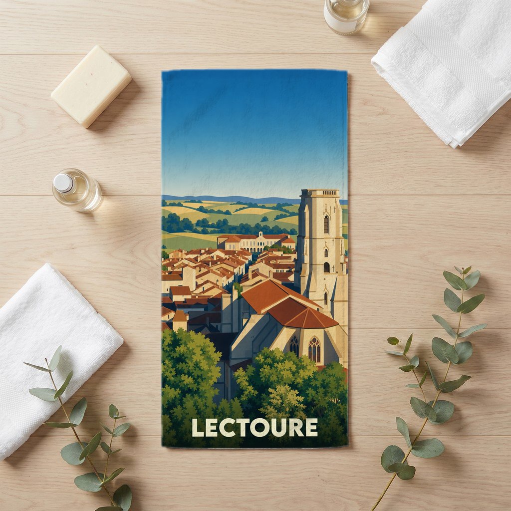 Serviette de bain 30 cm x 60 cm souvenir de Lectoure