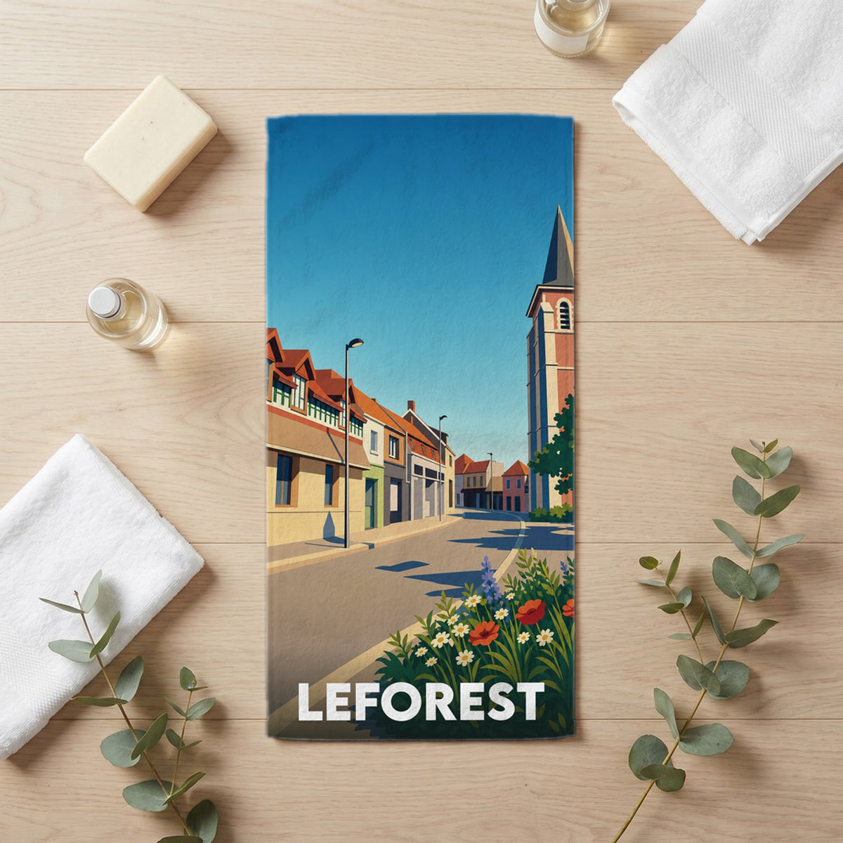 Serviette de bain 30 cm x 60 cm souvenir de Leforest