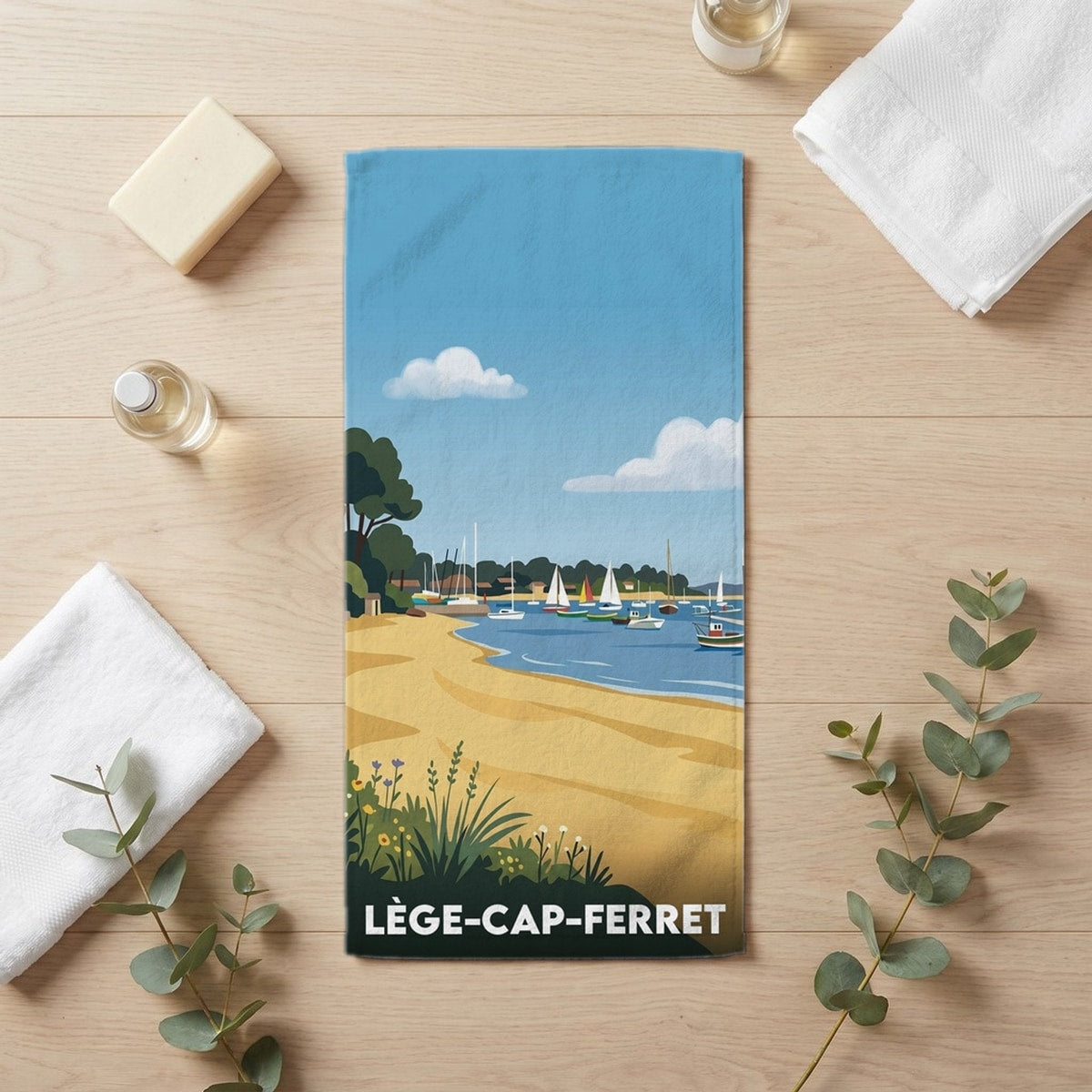 Serviette de bain 30 cm x 60 cm souvenir de Lège-Cap-Ferret