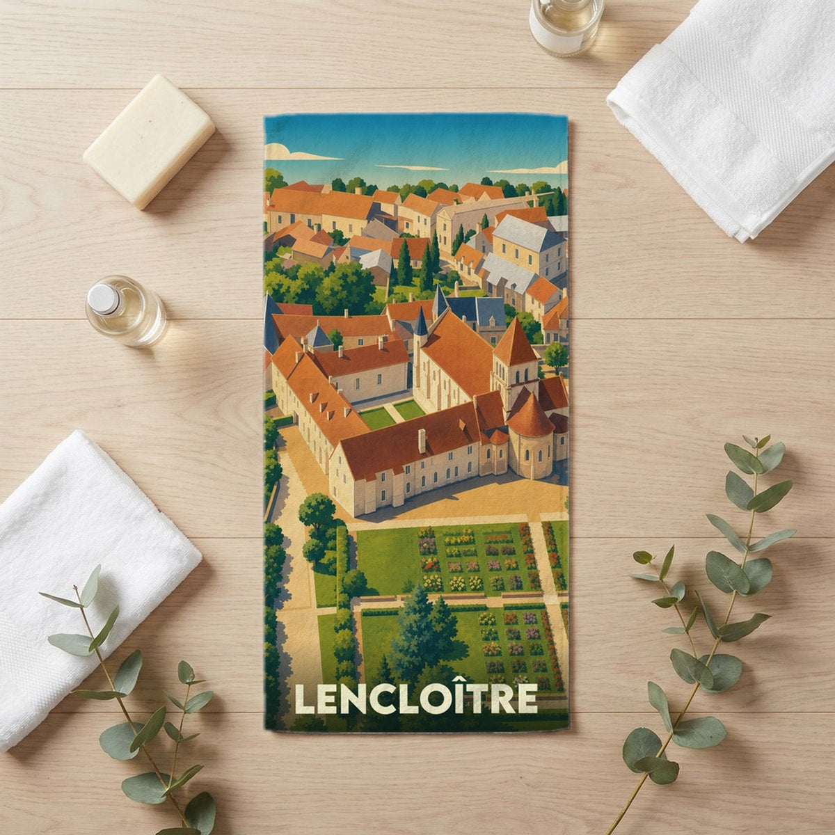 Serviette de bain 30 cm x 60 cm souvenir de Lencloître