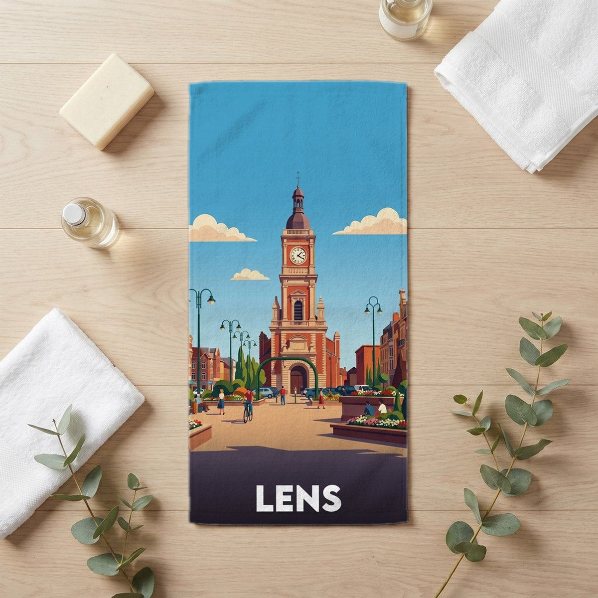 Serviette de bain 30 cm x 60 cm souvenir de Lens
