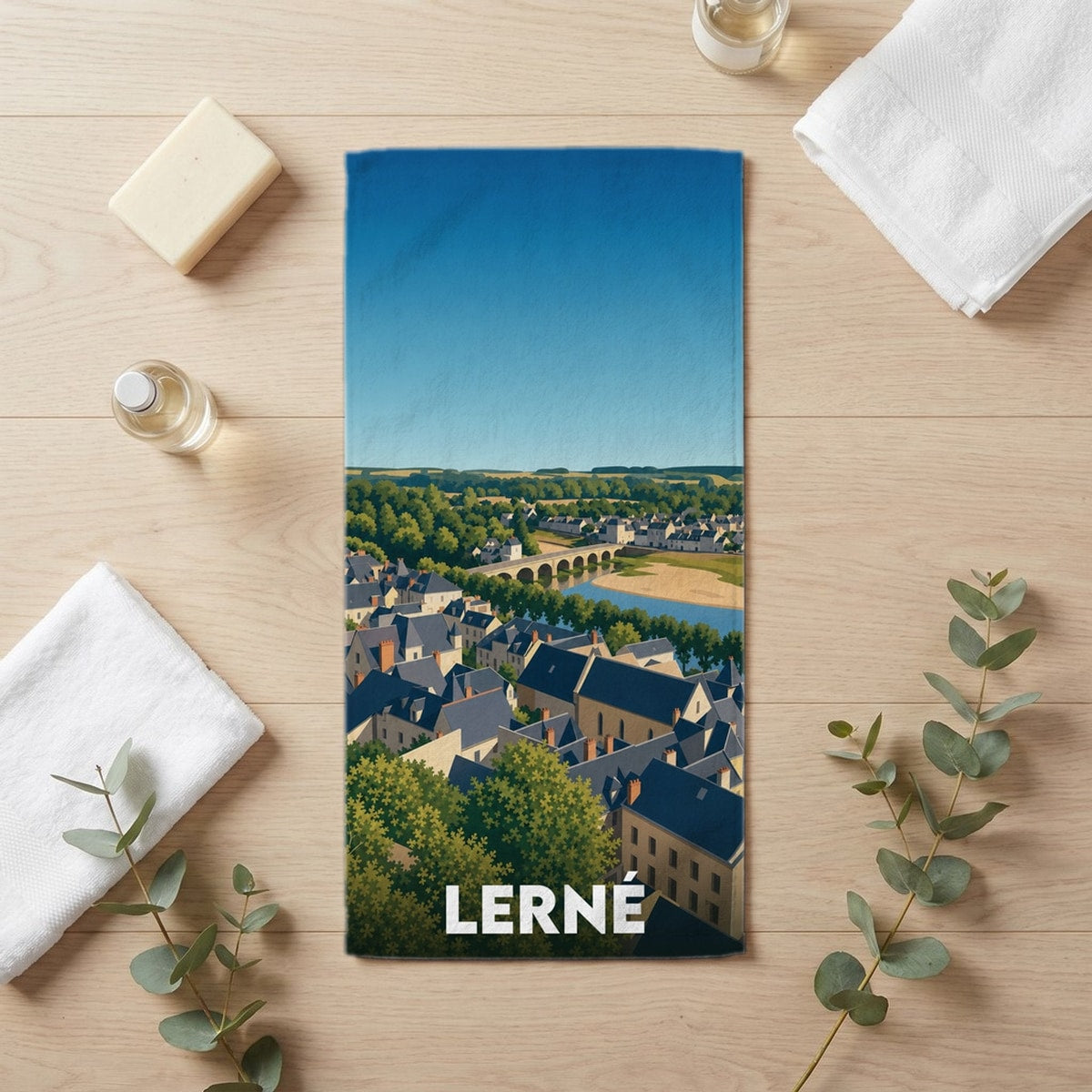 Serviette de bain 30 cm x 60 cm souvenir de Lerné